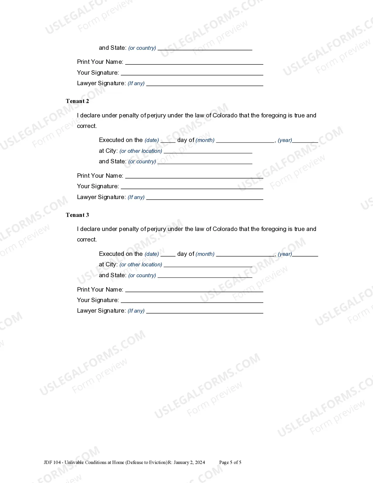 Preview Unlivable Conditions Affidavit - Eviction Defense