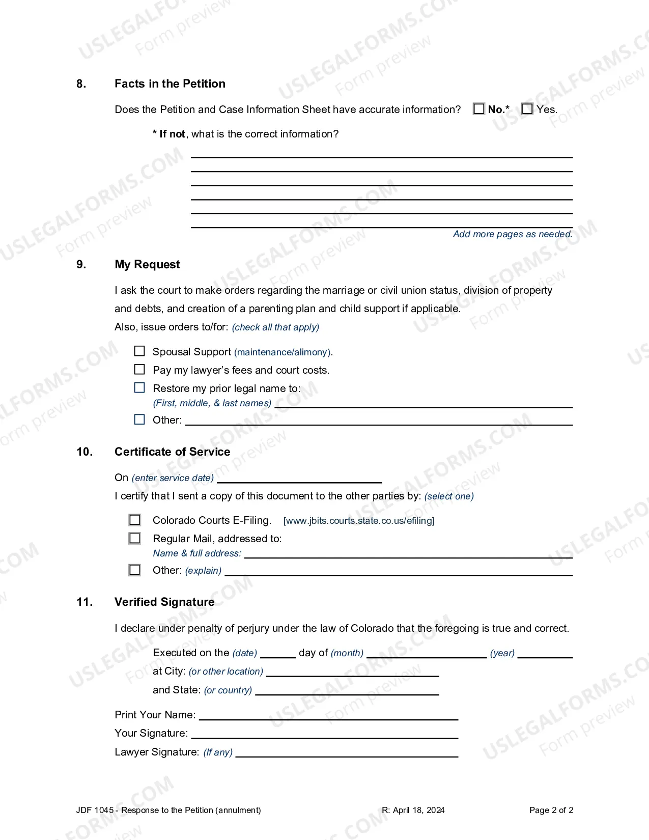 Preview Response to the Petition - Annulment Invalidity