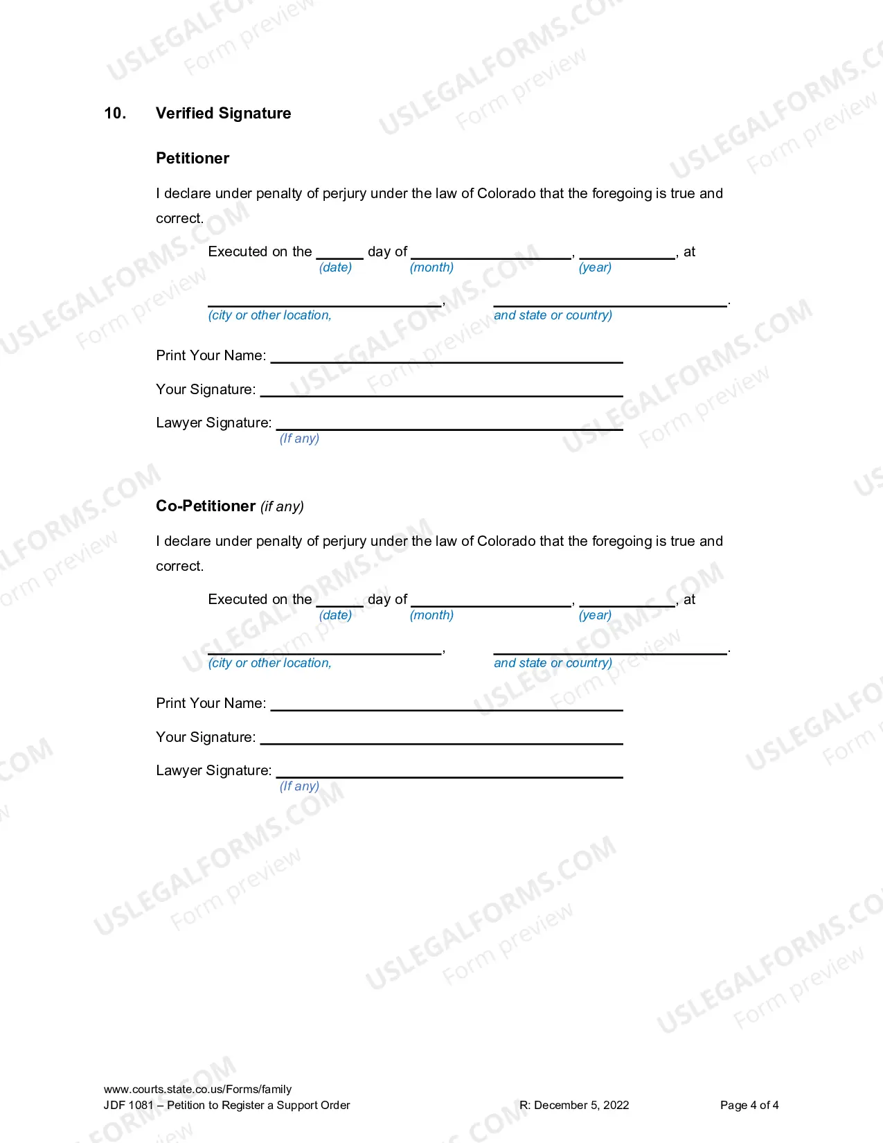 Preview Petition to Register a Support Order
