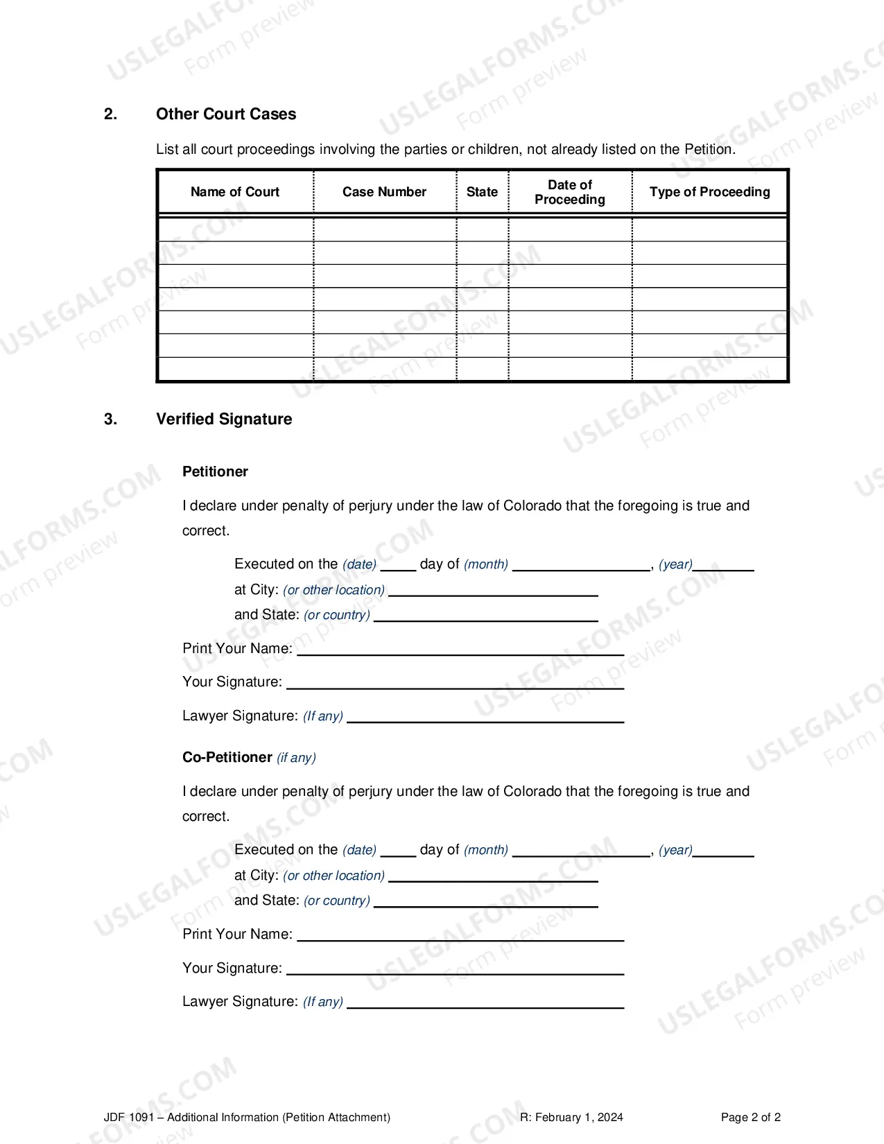 Preview Attachment to the Petition - Additional Information - Family Cases