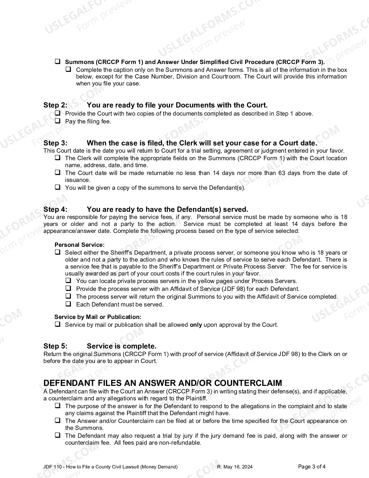 Preview How to File a County Civil Lawsuit - Money Demand