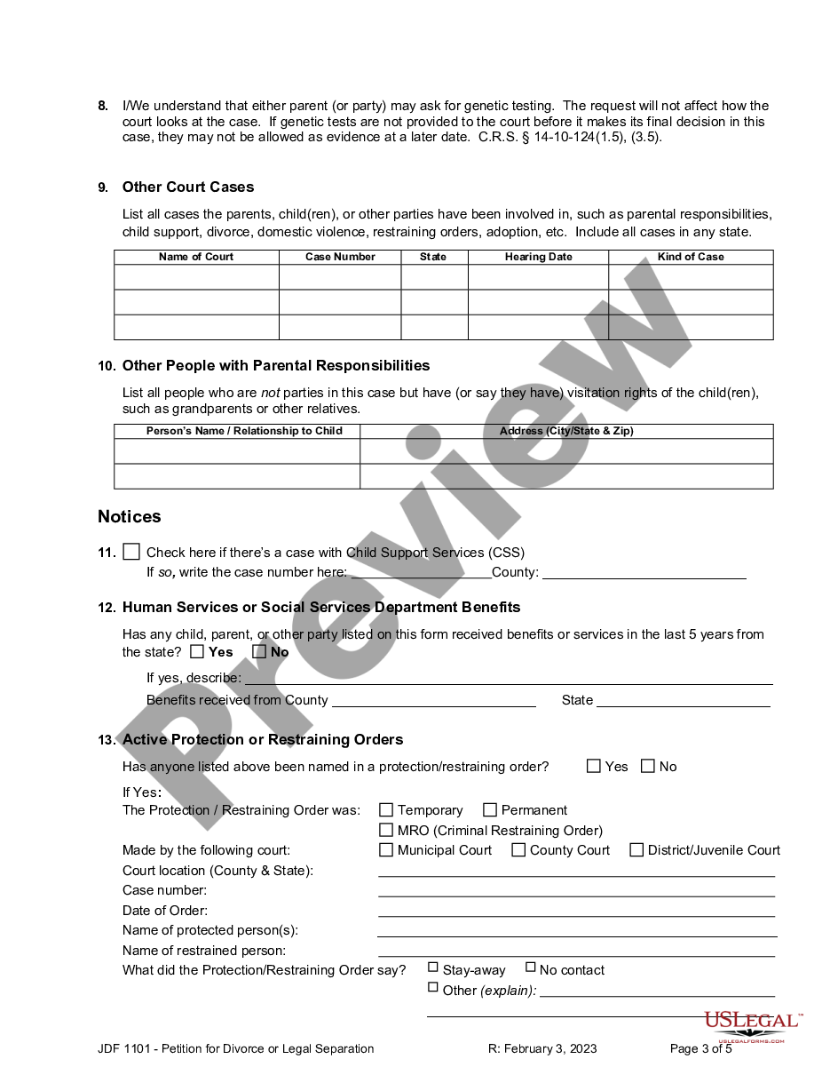 page 2 Petition for Dissolution of Marriage or Legal Separation preview