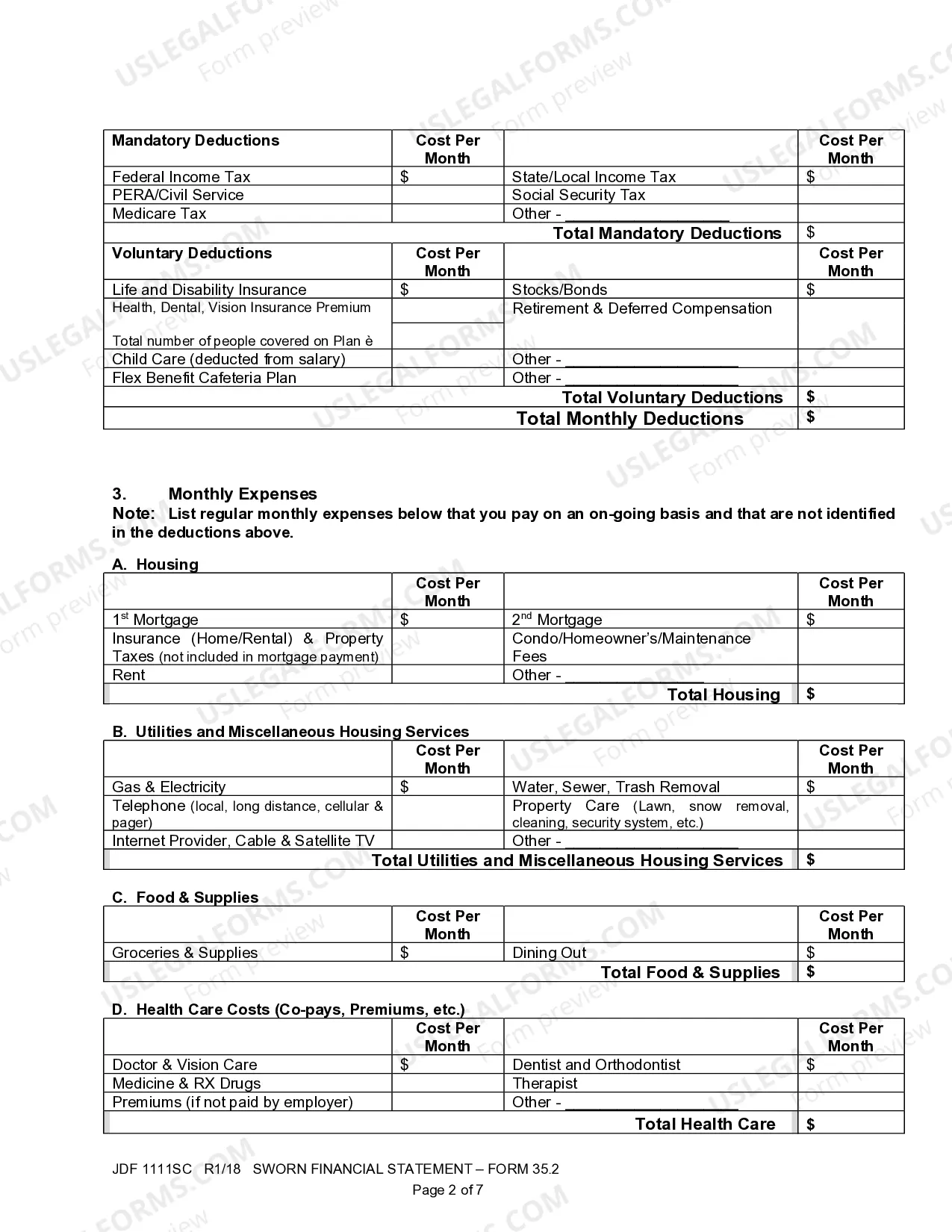 Preview Sworn Financial Statement