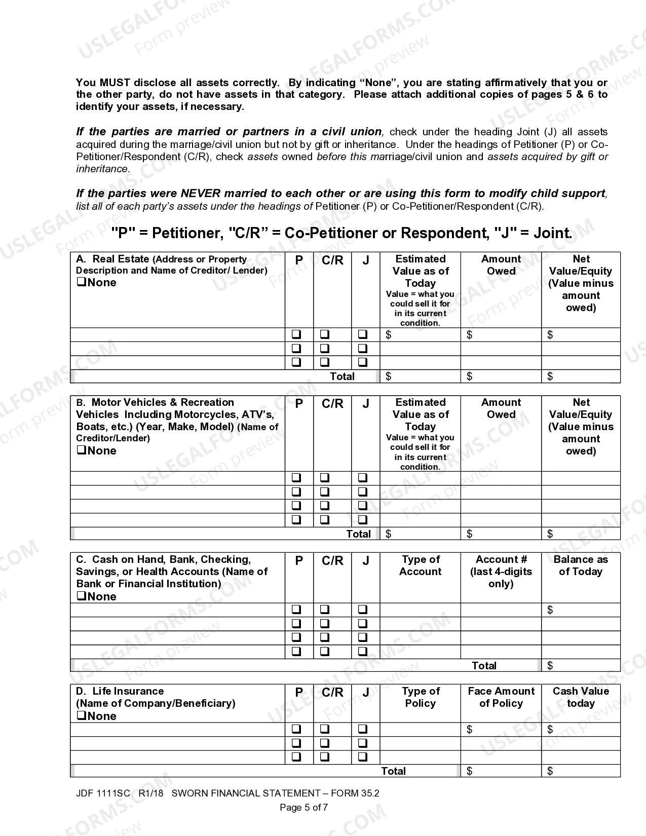 Preview Sworn Financial Statement
