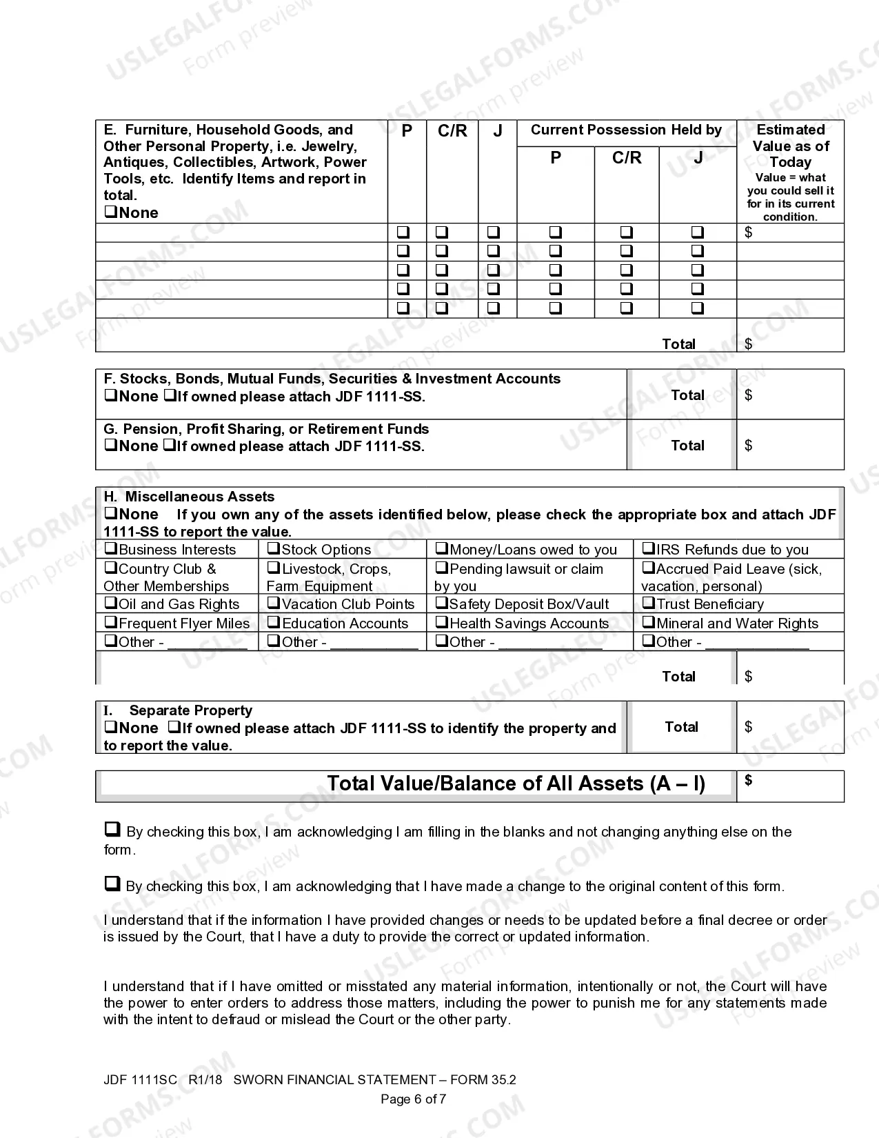 Preview Sworn Financial Statement