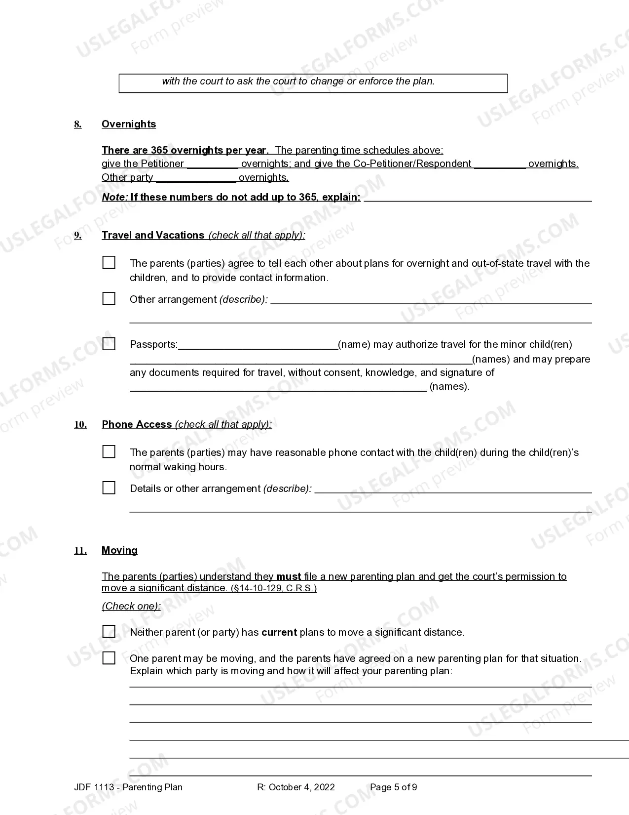 Preview Parenting Plan