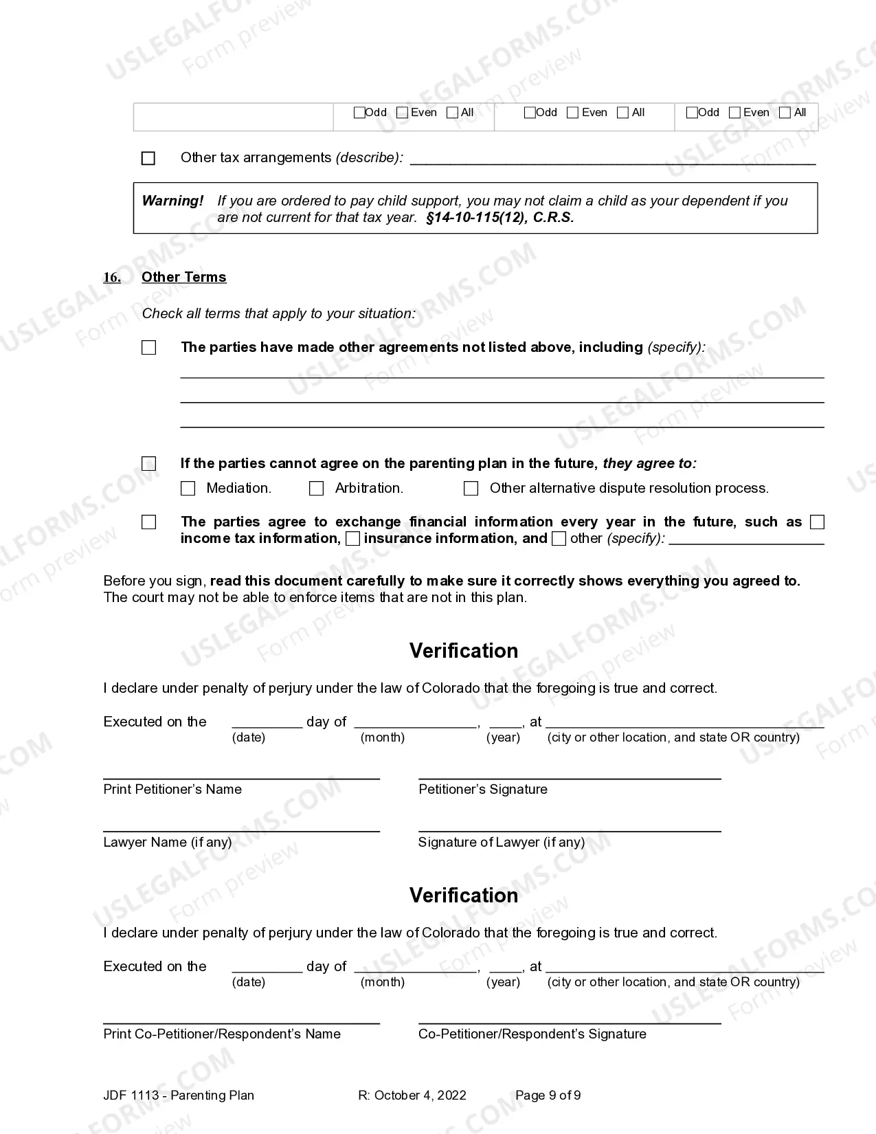 Preview Parenting Plan