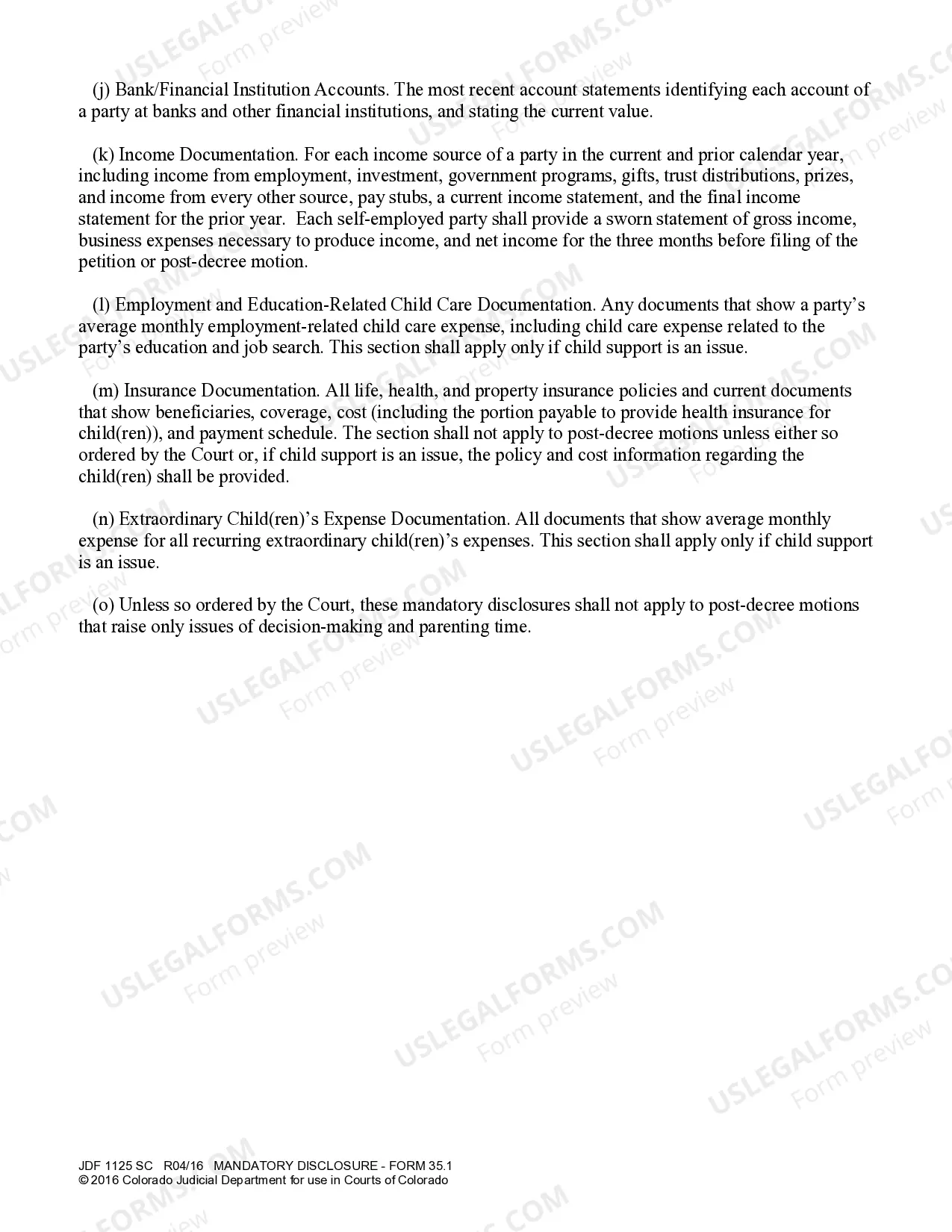 Preview Mandatory Disclosure Form 35.1 - Reference to 16.2 (e)(2)