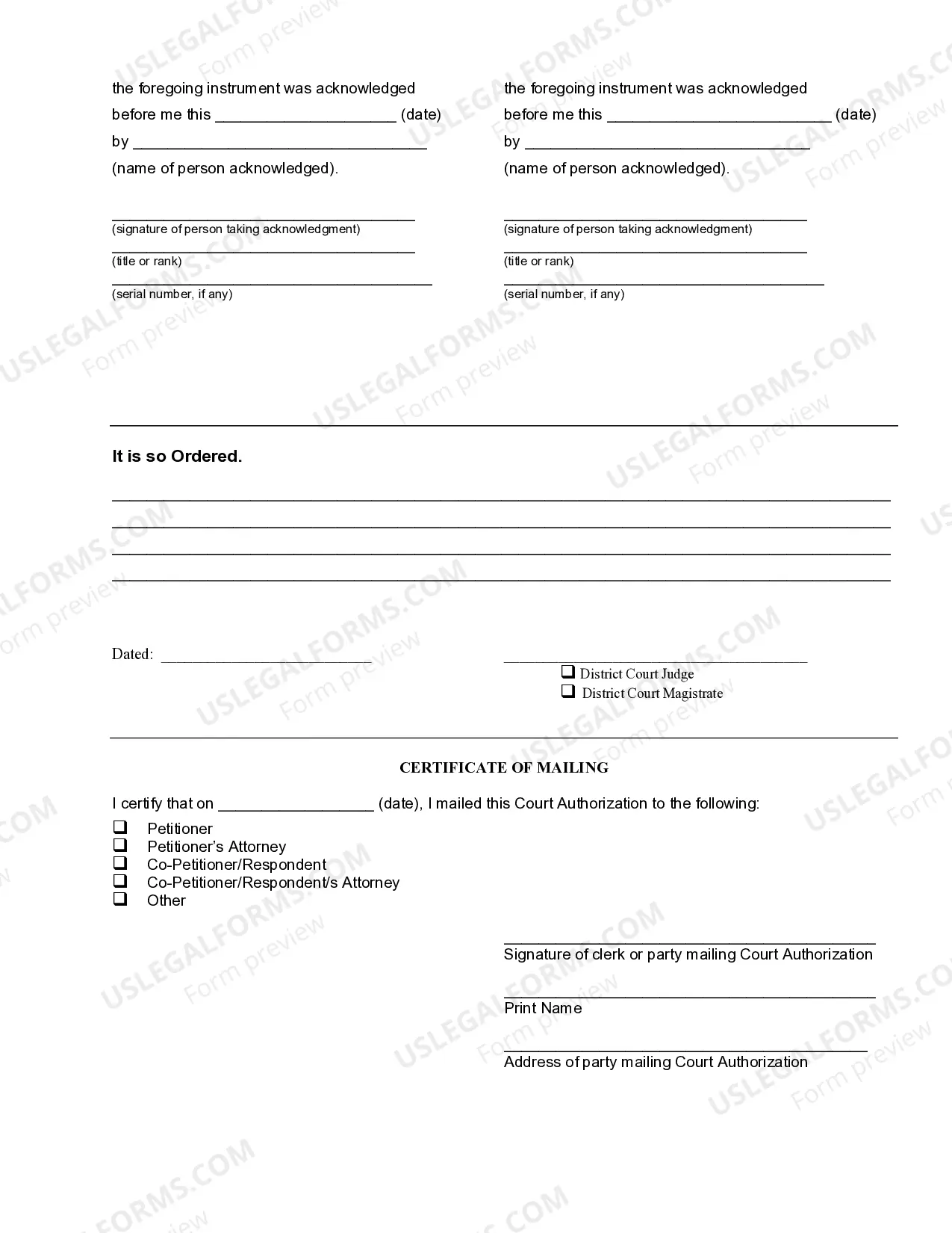 Preview Court Authorization for Financial Disclosure