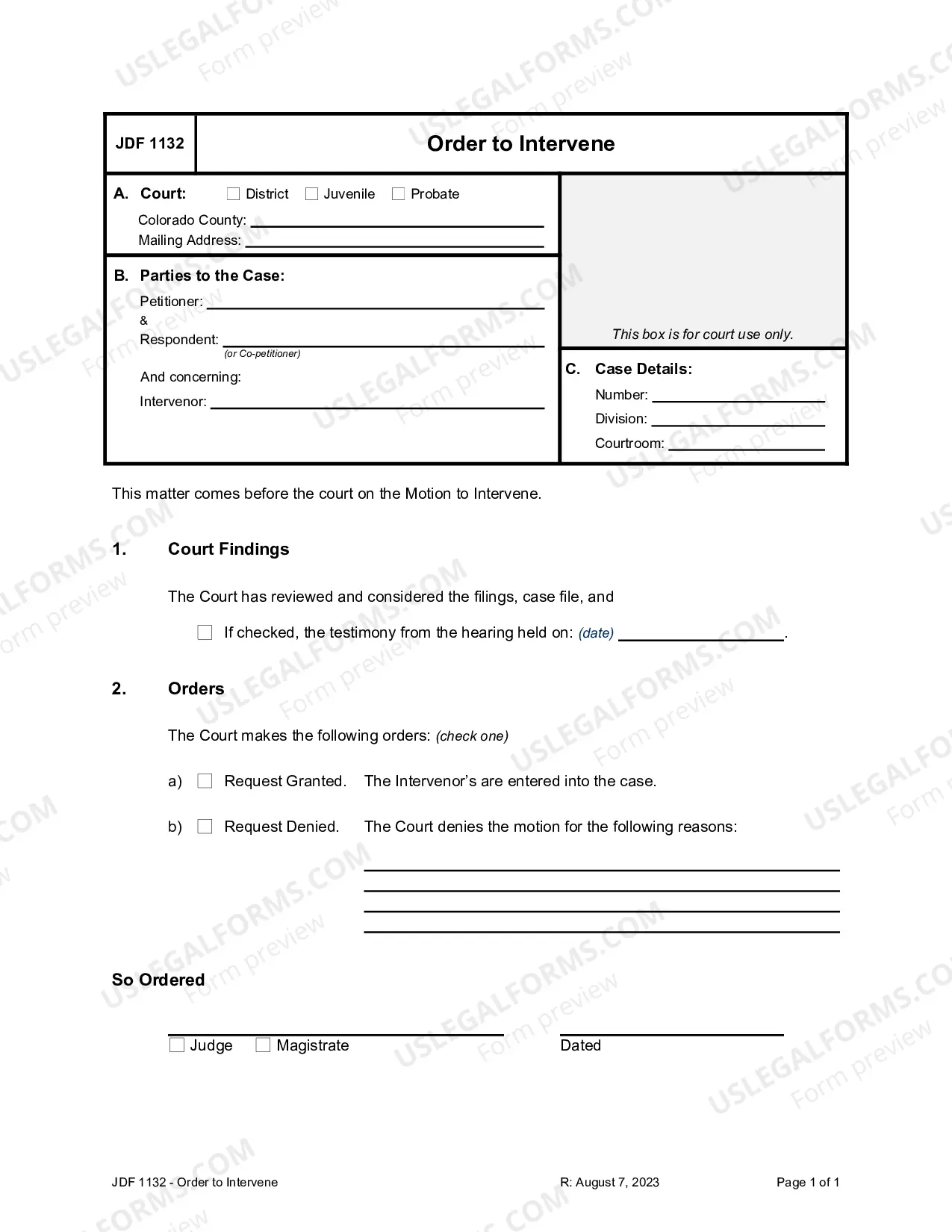 Preview Order to Intervene
