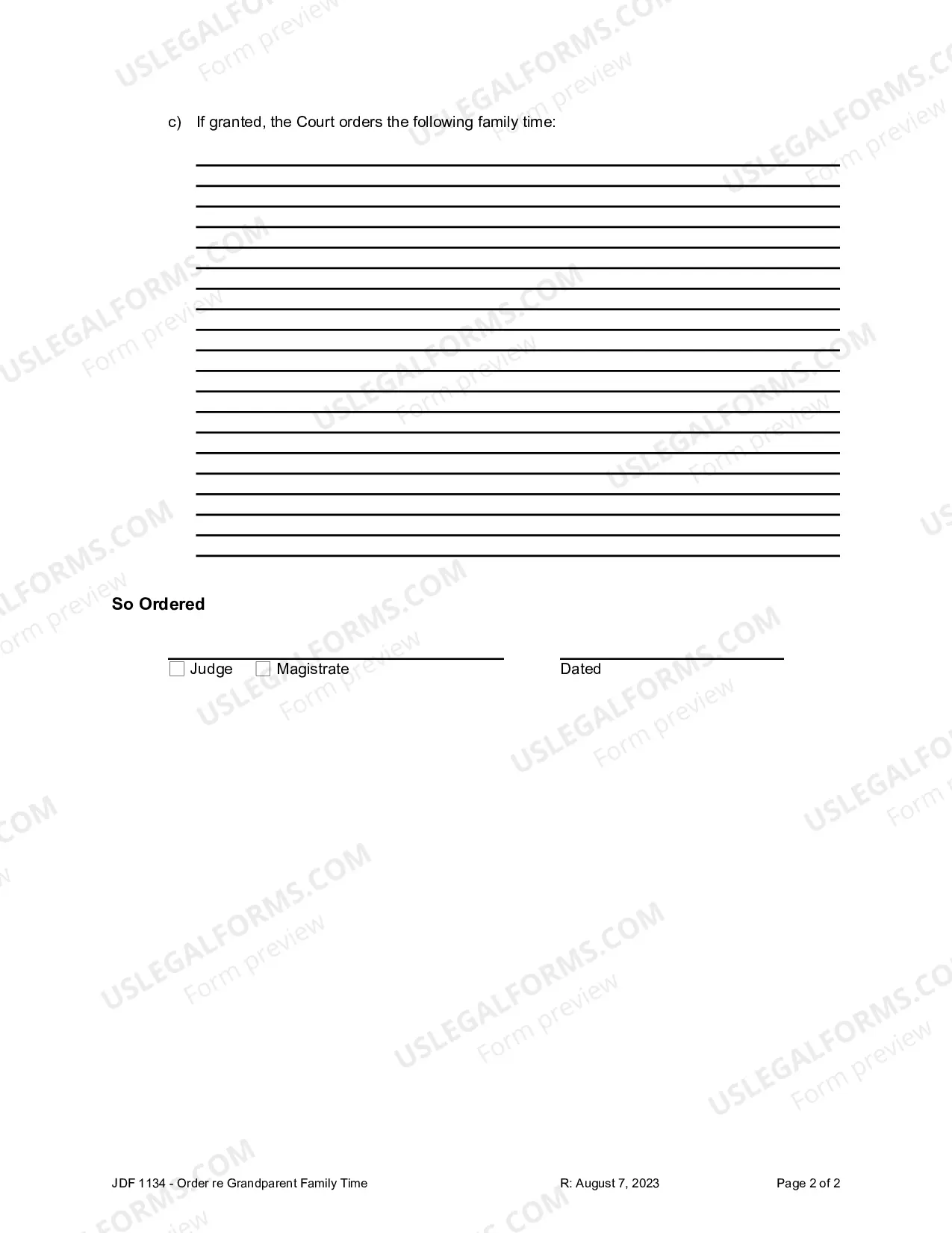Preview Order for Grandparent Family Time