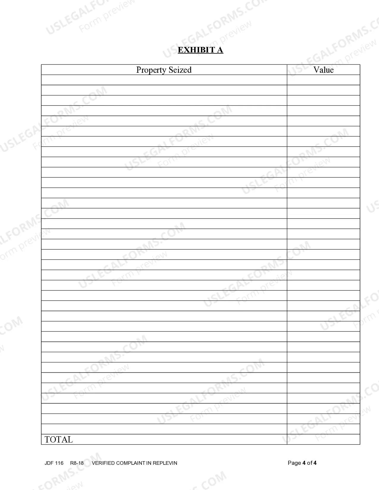 Preview Verified Complaint in Replevin or Repossession