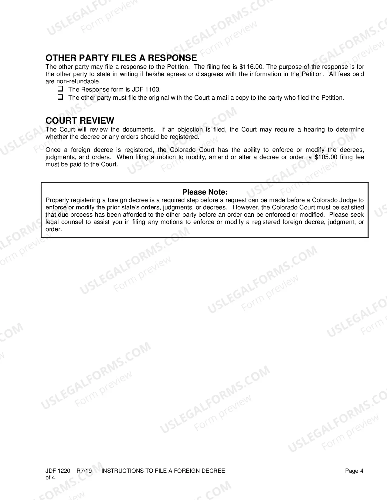 Preview Instructions to File a Foreign Decree