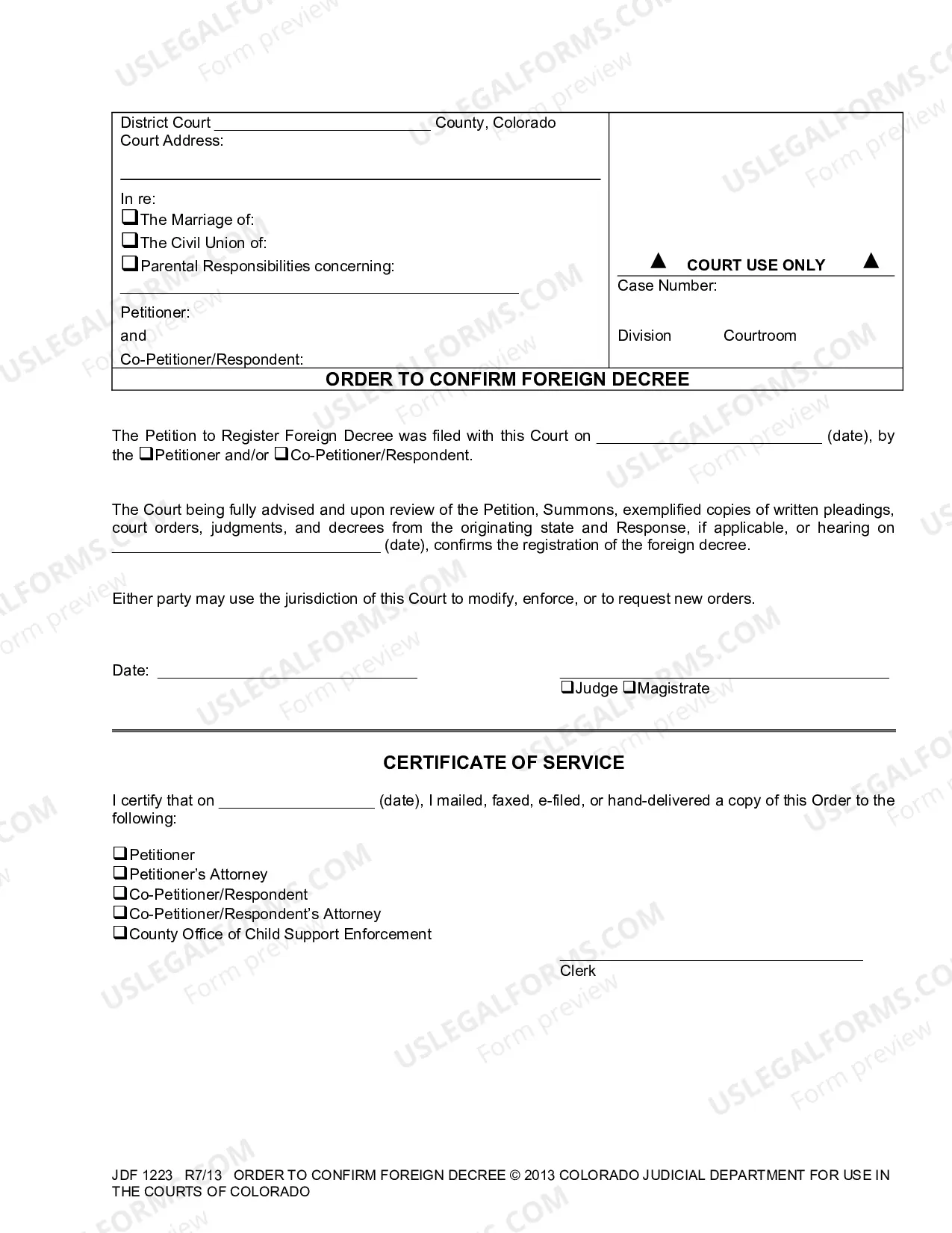 Preview Order to Confirm Foreign Decree