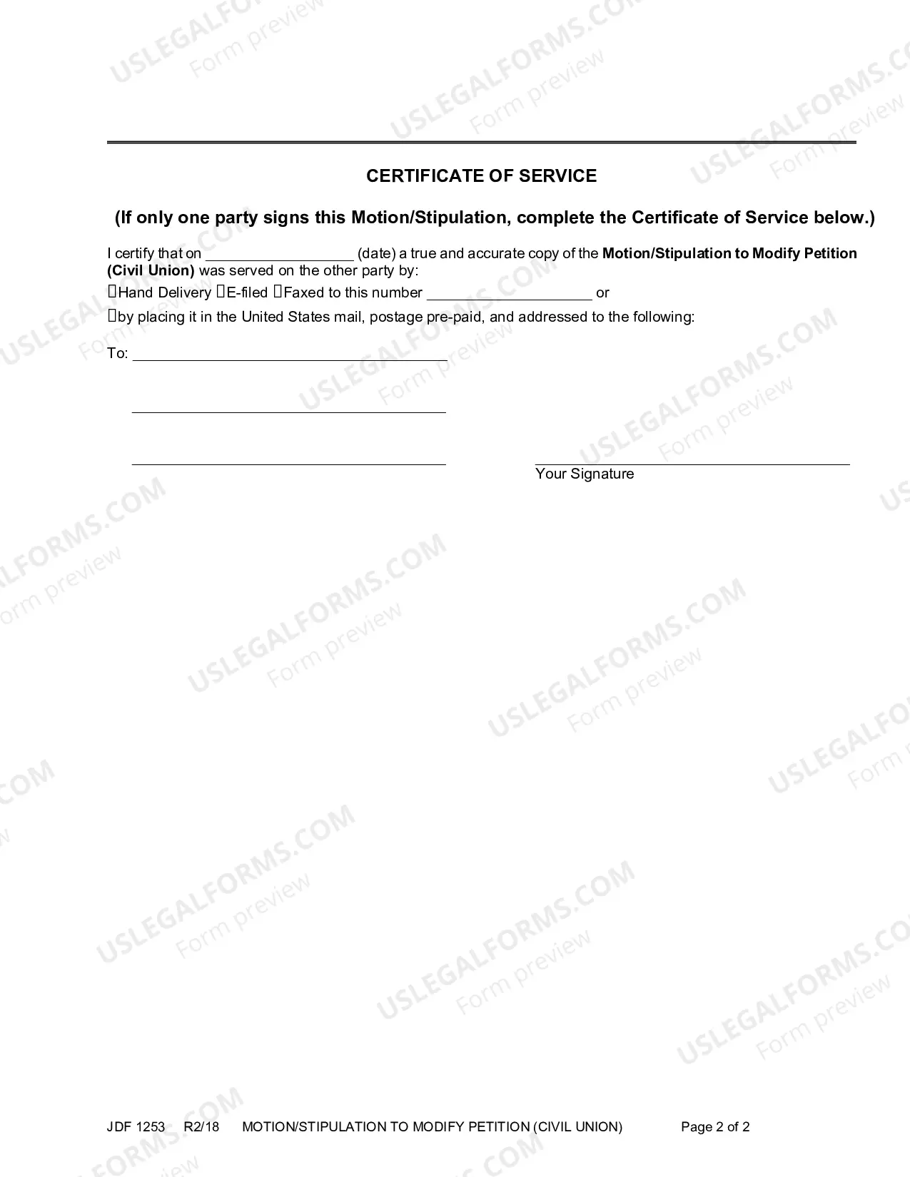 Preview Motion or Stipulation to Modify Petition - Civil Union