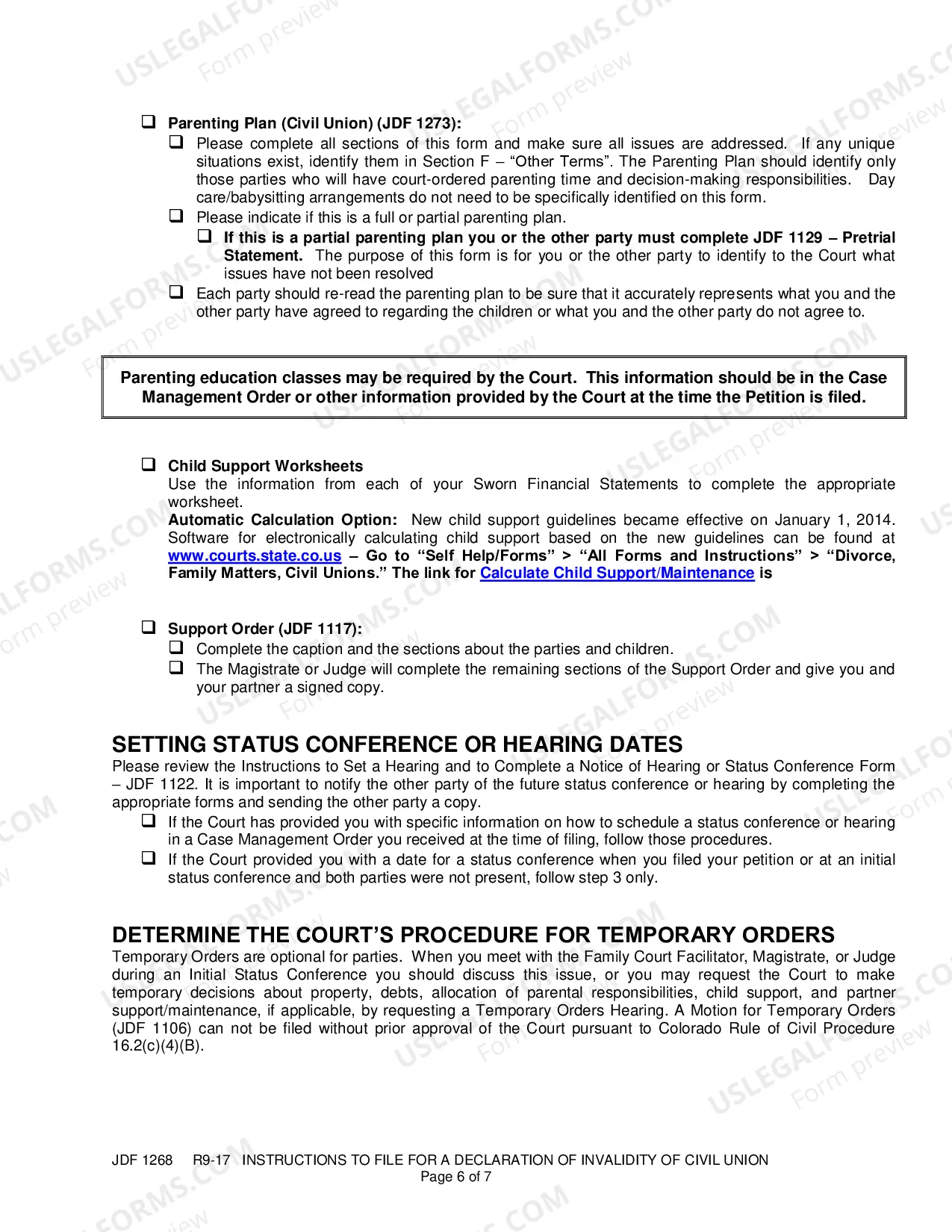 Preview Instructions to File for a Declaration of Invalidity of Civil Union - Annulment