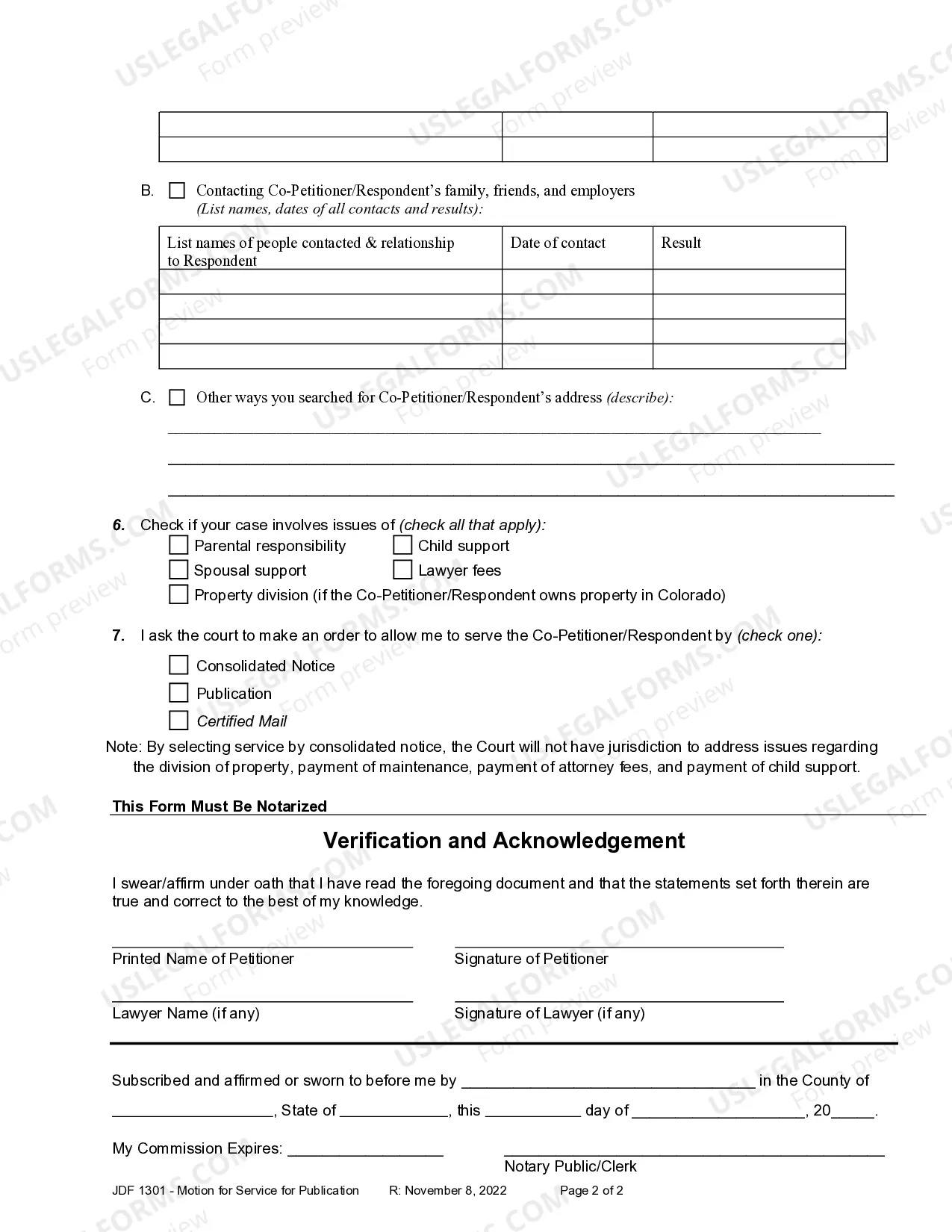 Preview Petitioner's Verified Motion for Publication of Summons, Service by Certified Mail, Publication by Consolidated Notice