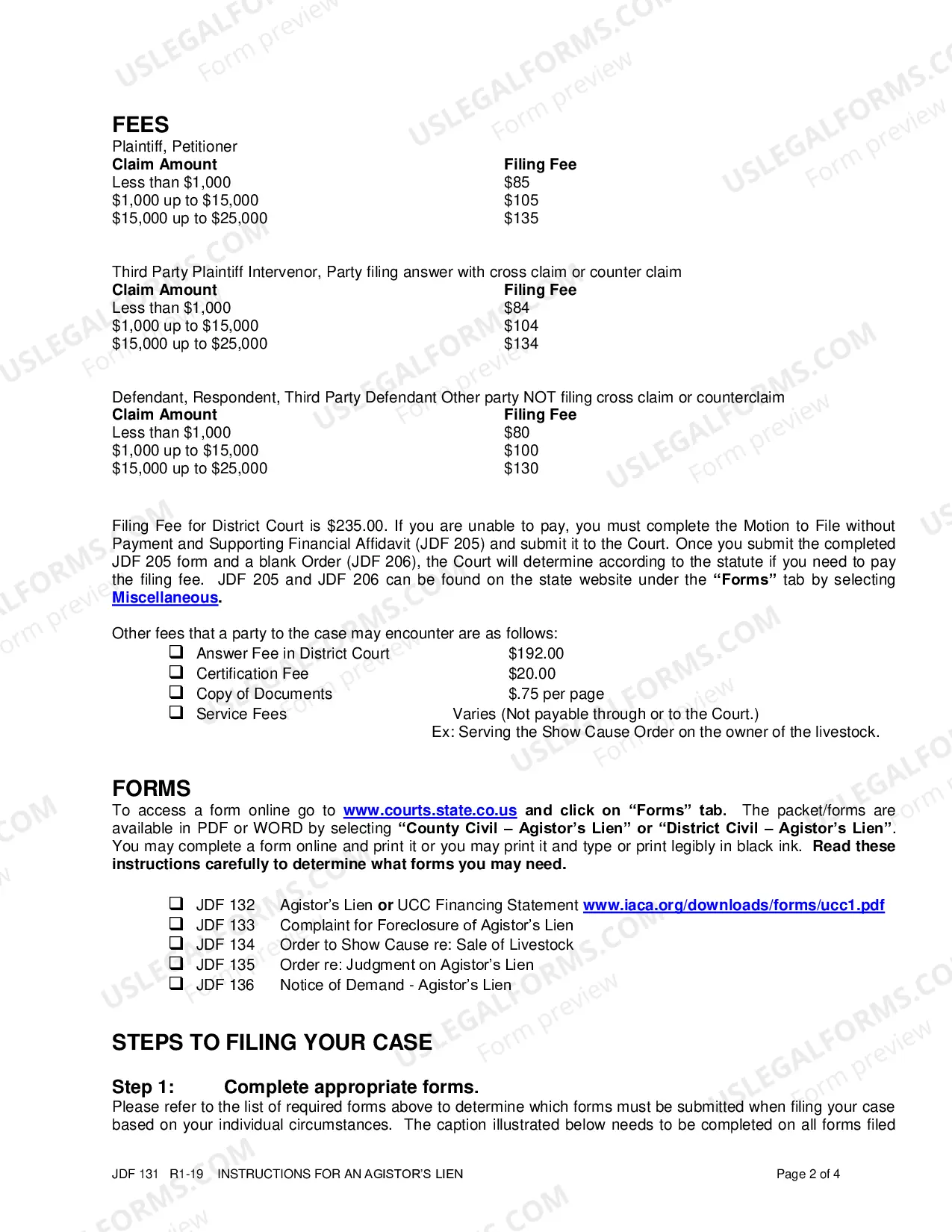 Preview Instructions for an Agistor's Lien