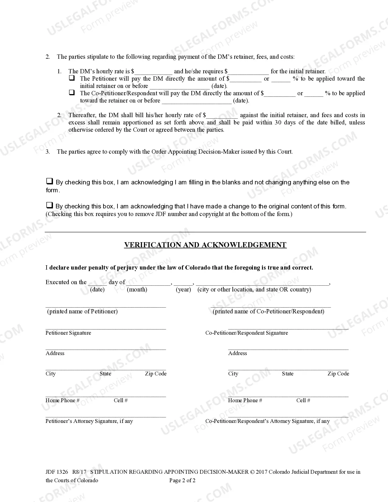 Preview Stipulation Regarding Appointment of Decision-Maker Pursuant to Section 14-10-128.3, C.R.S.