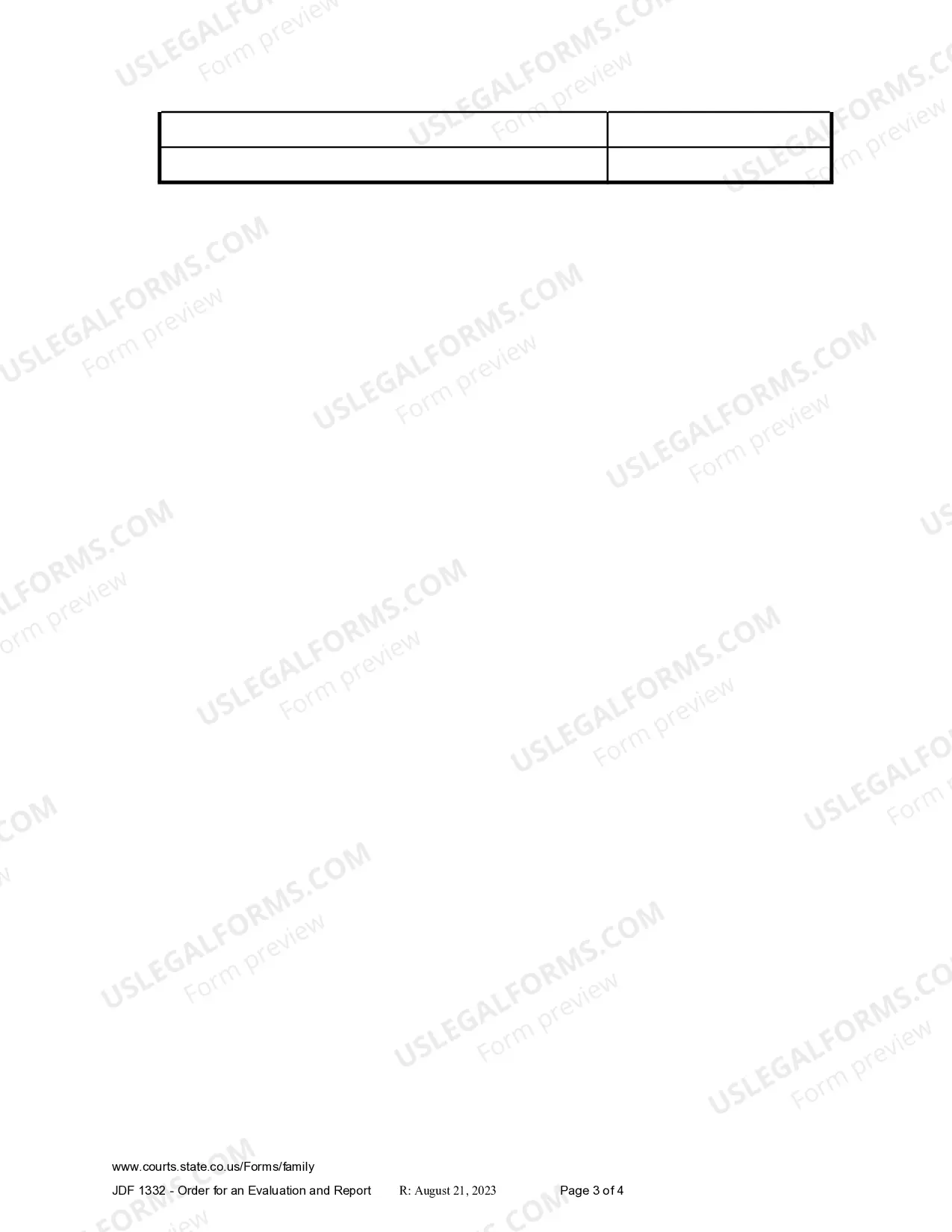 Preview Order for an Evaluation and Report Pursuant to 14-10-127, C.R.S.