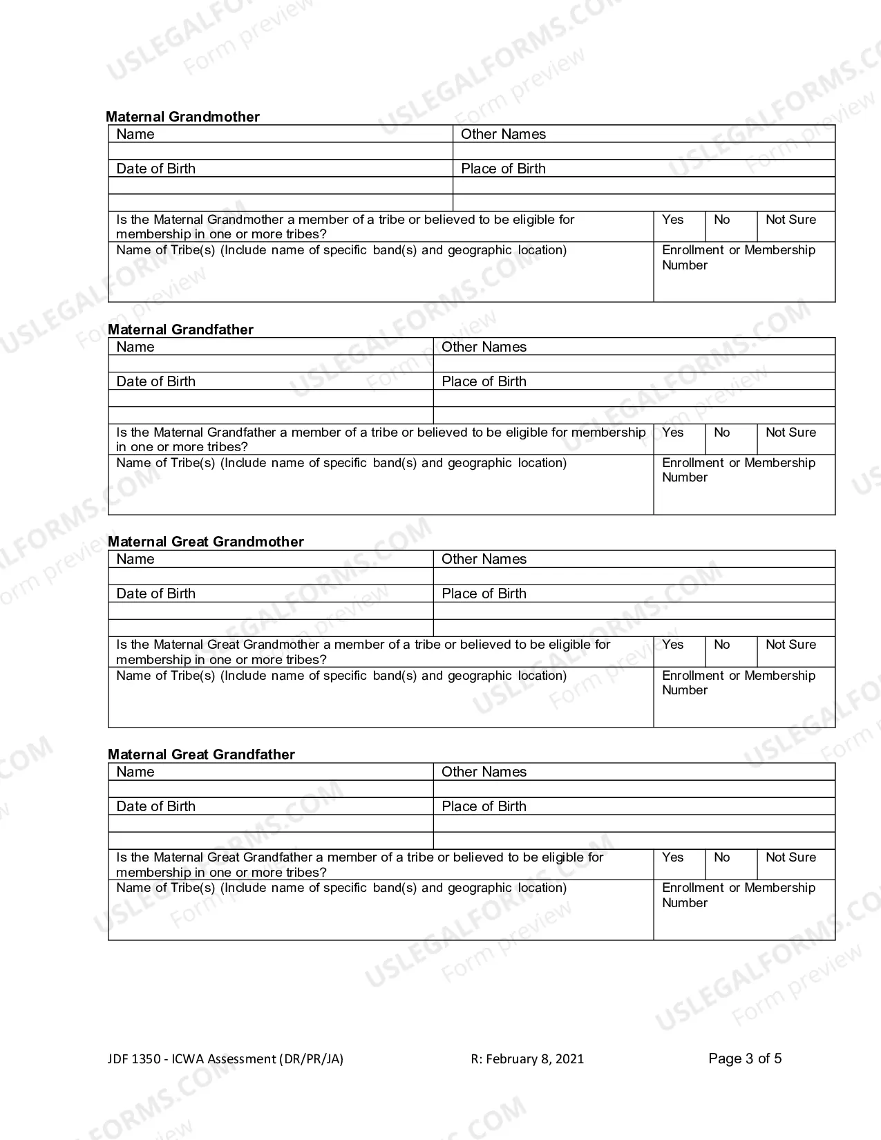 Preview ICWA Assessment for Domestic Relations, Probate, and Adoption Cases