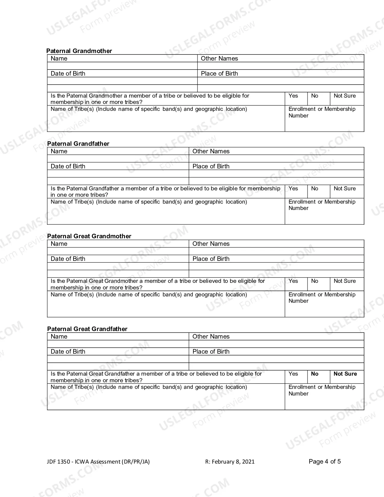 Preview ICWA Assessment for Domestic Relations, Probate, and Adoption Cases