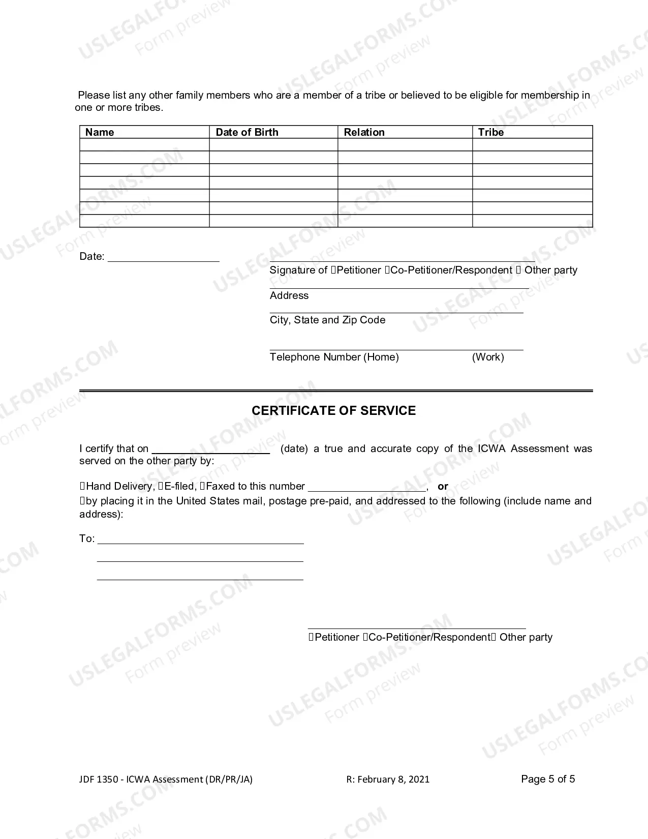 Preview ICWA Assessment for Domestic Relations, Probate, and Adoption Cases