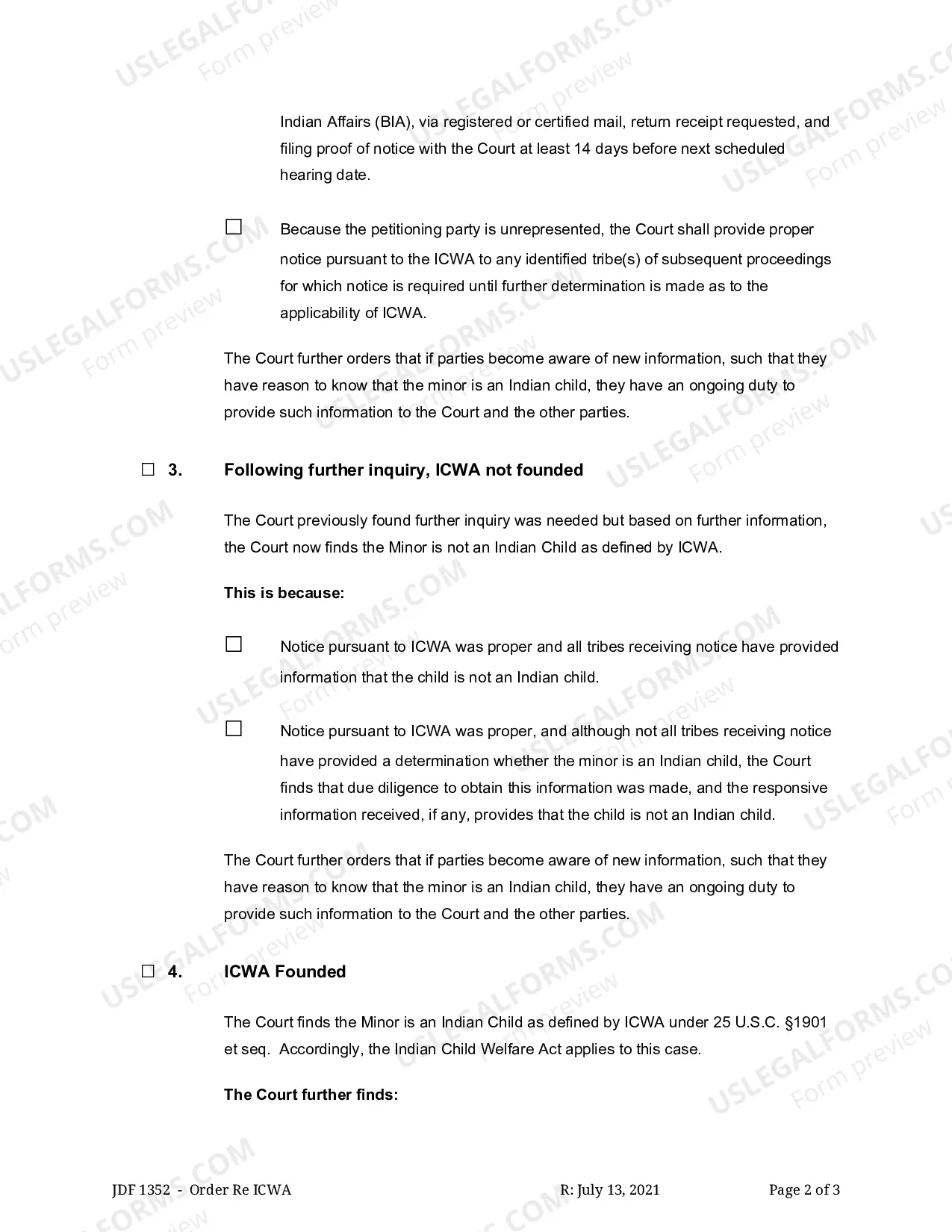 Preview Order Regarding the ICWA Child Welfare Act