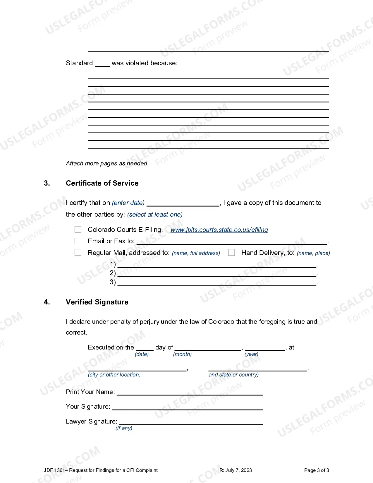 Preview Request for Preliminary Findings for a CFI Complaint