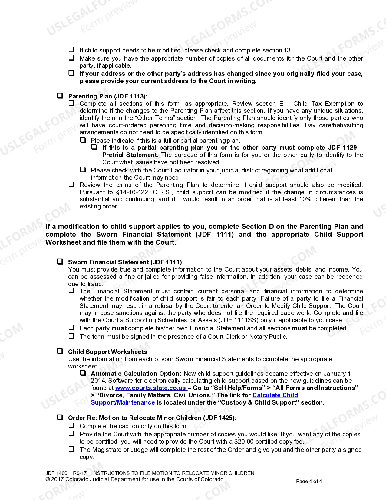 Preview Instructions to File a Motion or Stipulation to Relocate Minor Children
