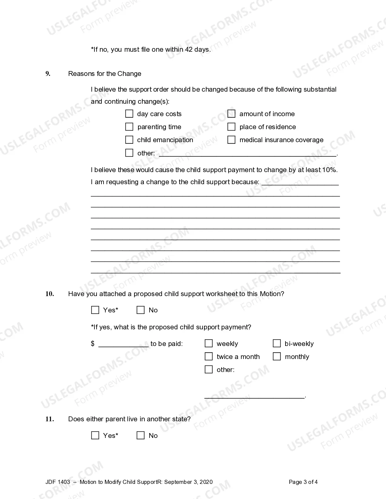 Preview Motion to Modify Child Support