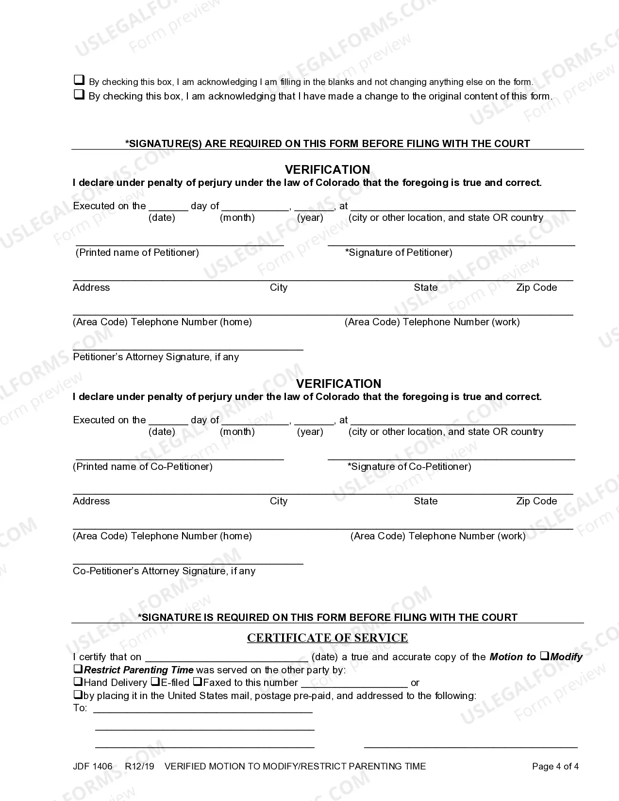 Preview Motion to Modify / Restrict Parenting Time