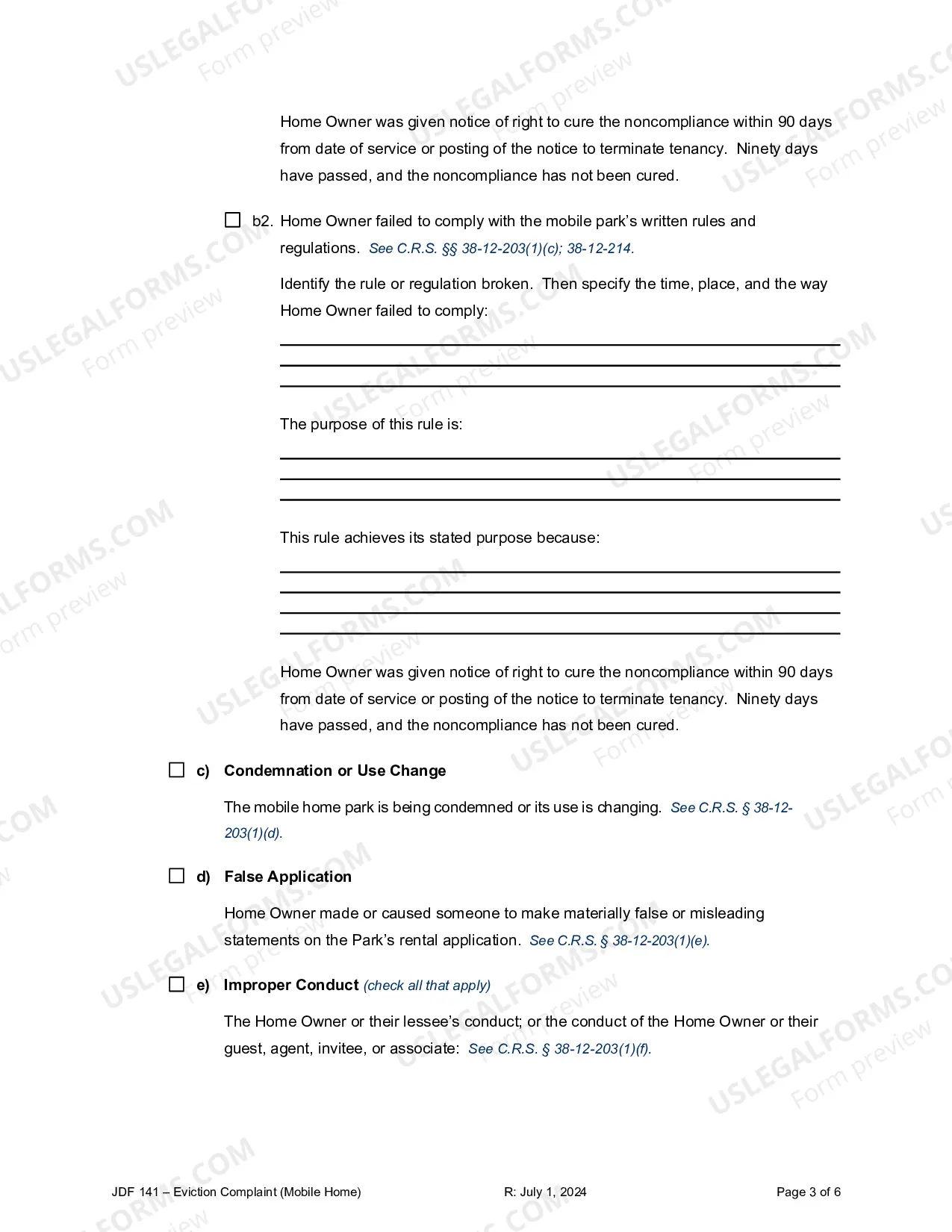 Preview Eviction Complaint - Mobile Home