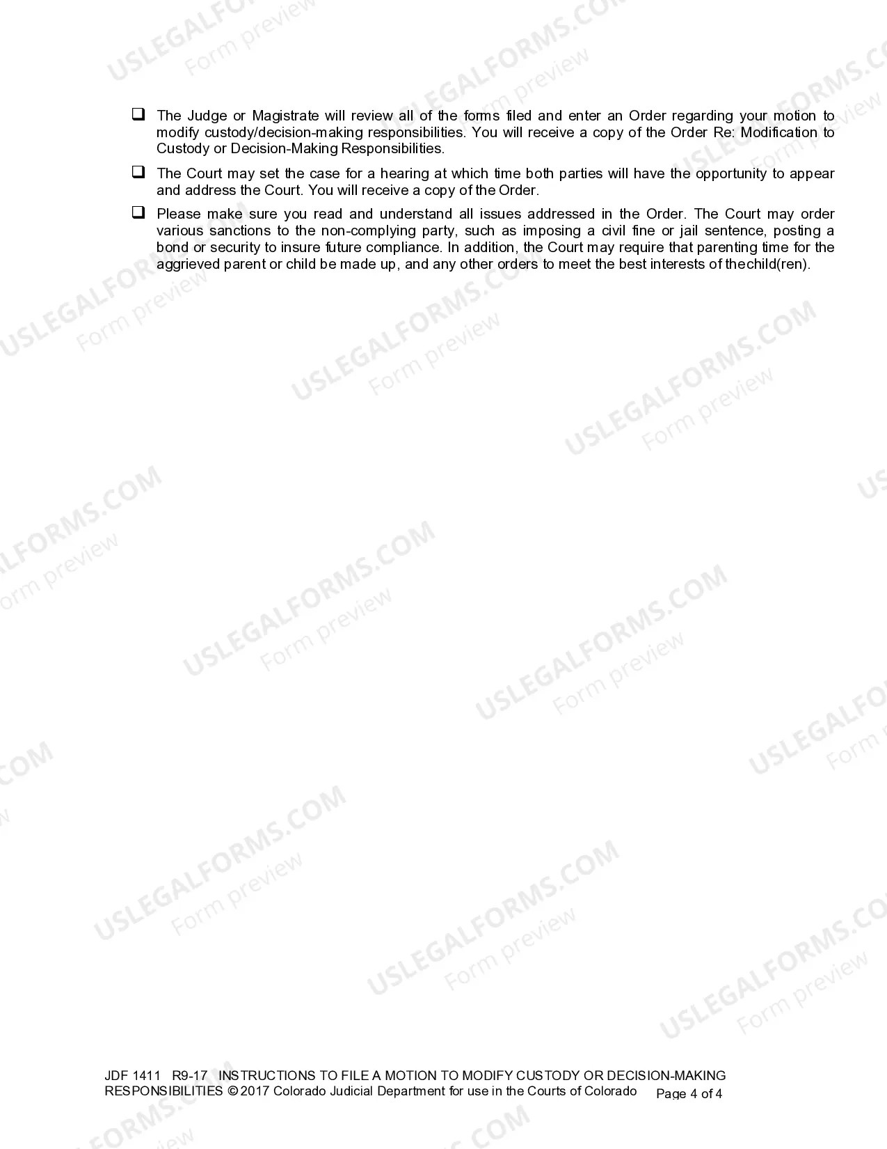 Preview Instructions to File a Motion or Stipulation to Modify Custody or Decision-Making Responsibility
