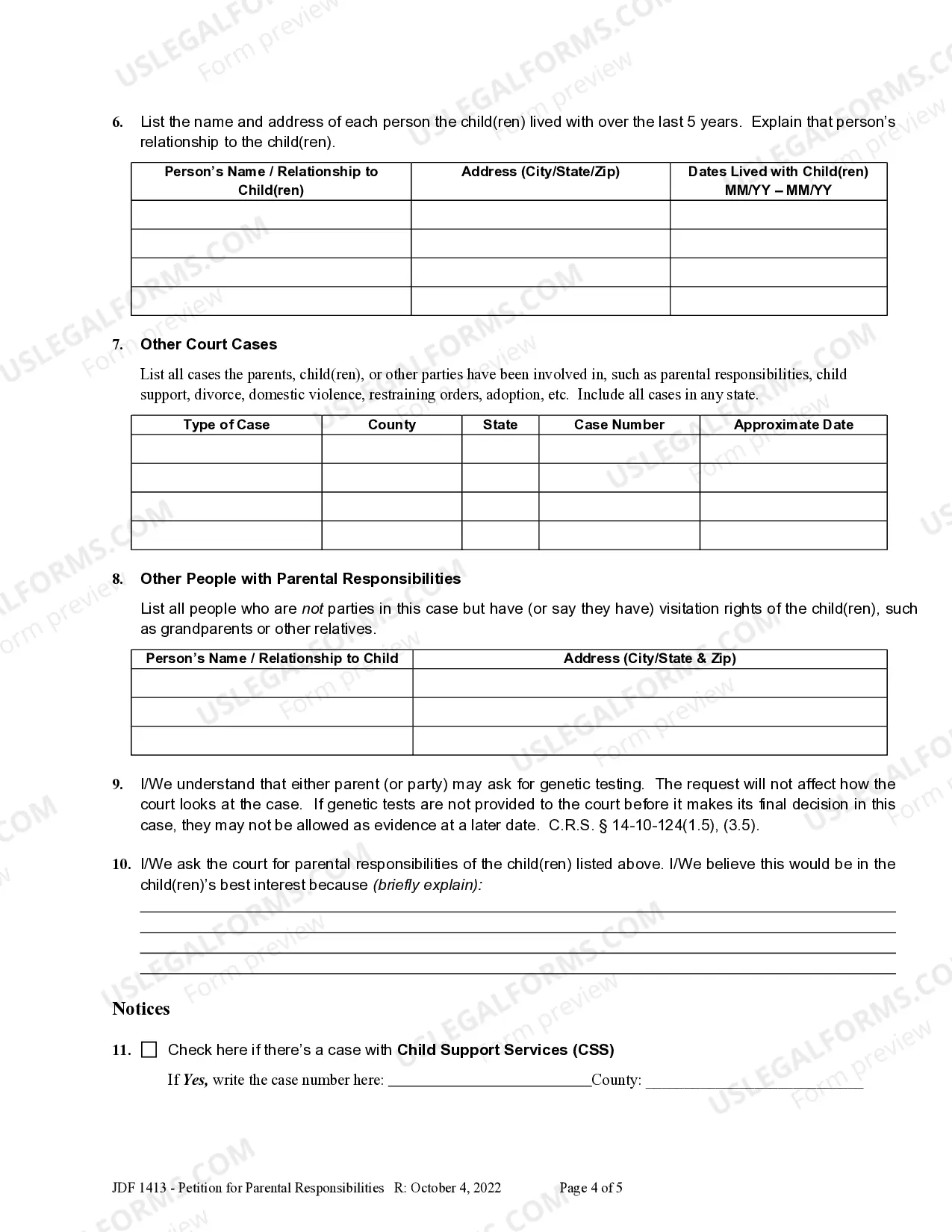 Preview Petition for Allocation of Parental Responsibilities
