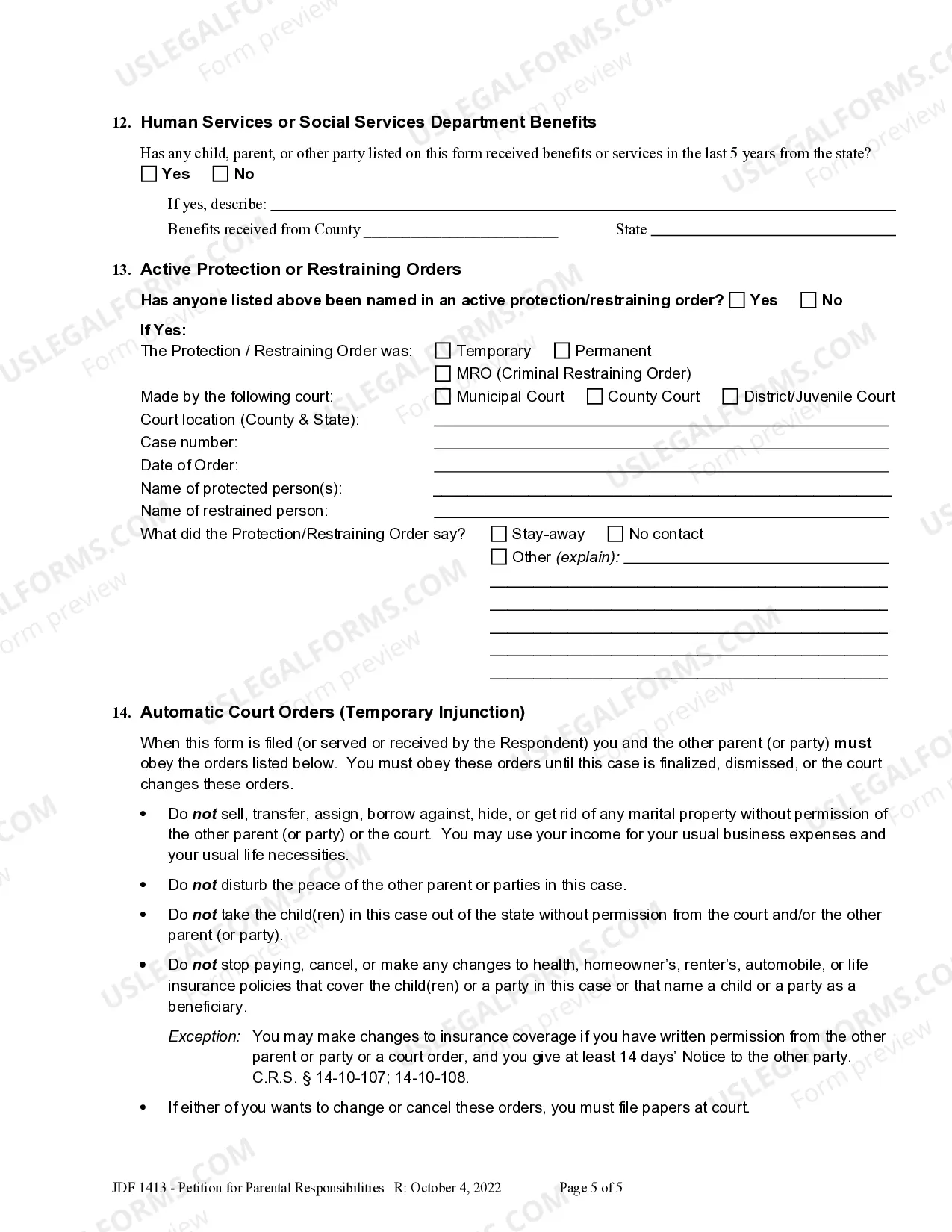 Preview Petition for Allocation of Parental Responsibilities