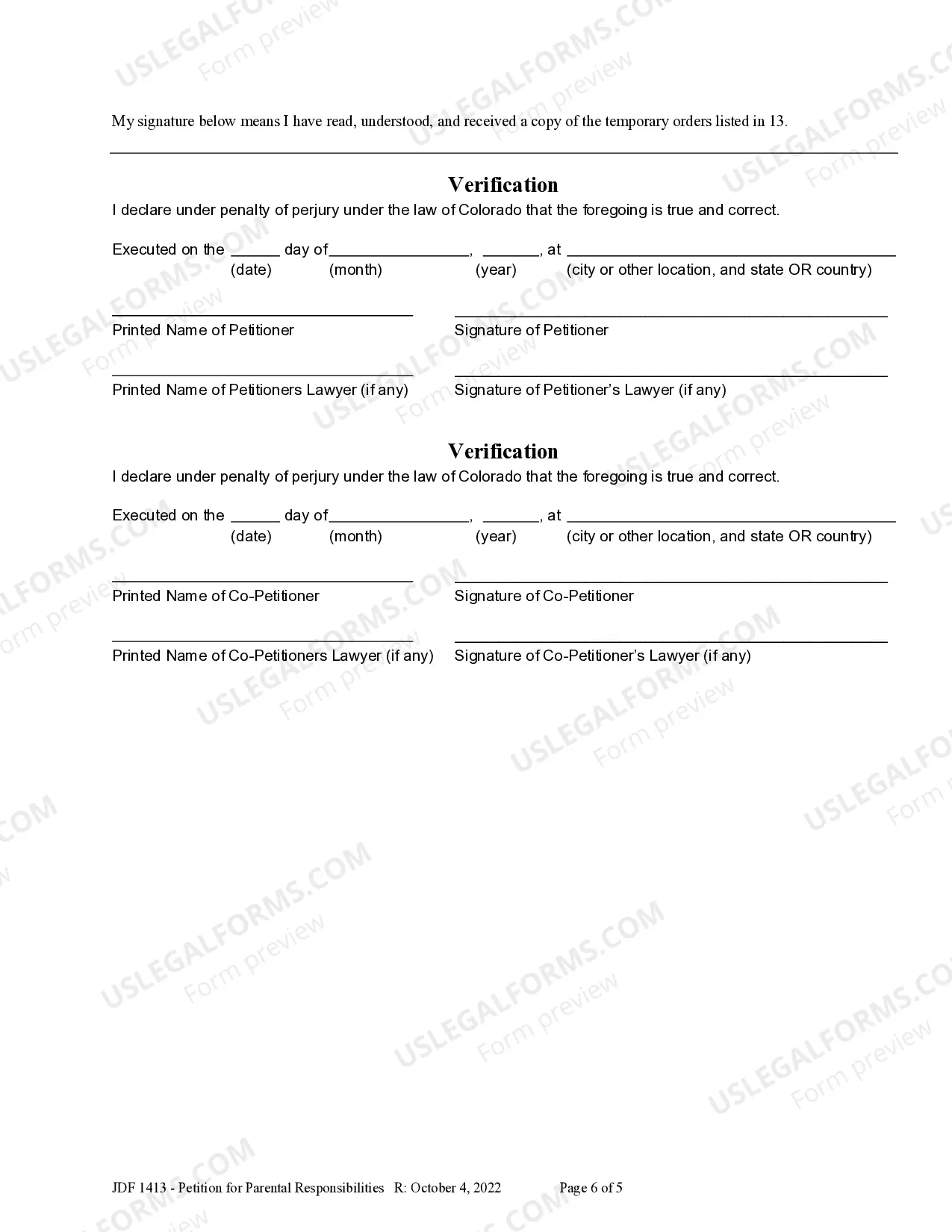 Preview Petition for Allocation of Parental Responsibilities