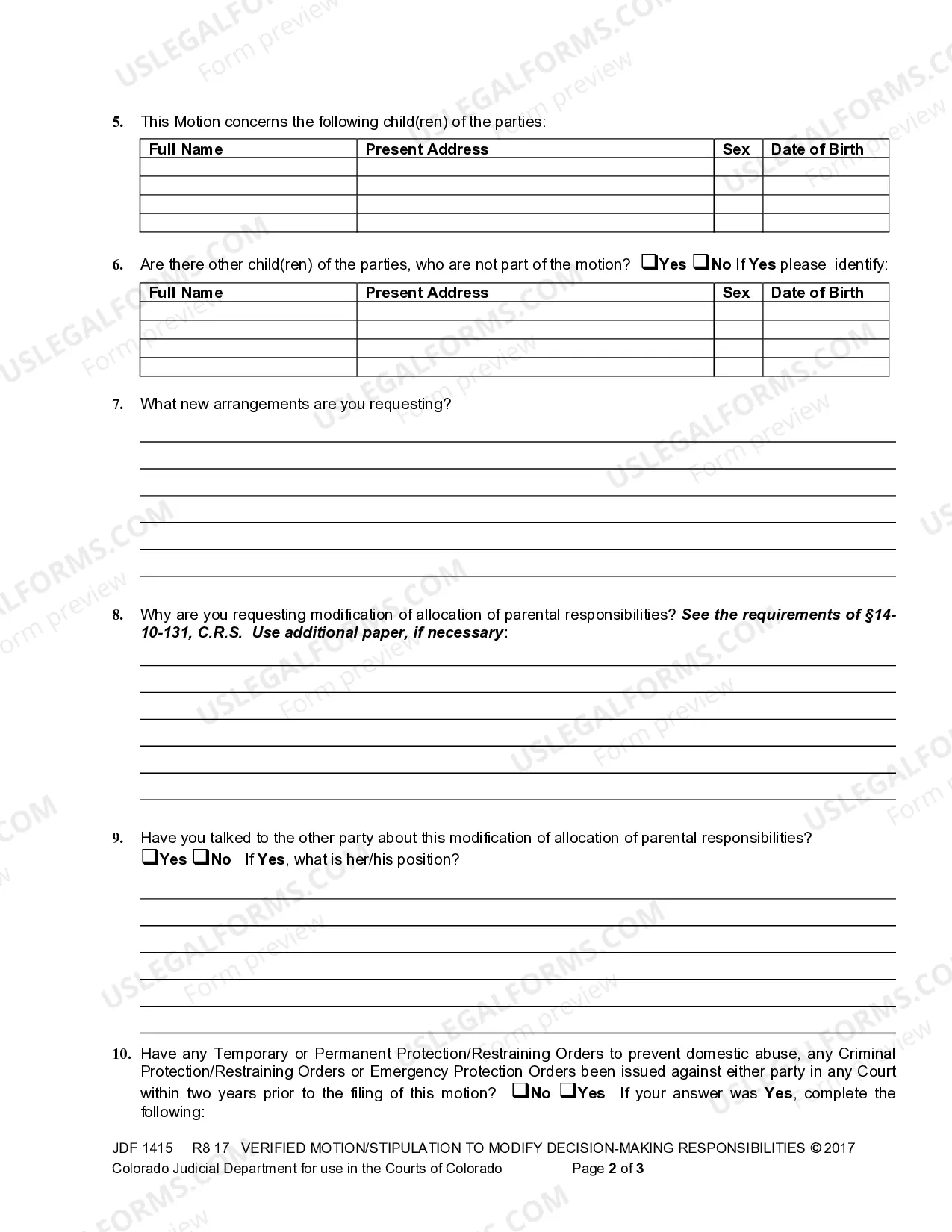 Preview Verified Motion to Modify Custody or Allocation of Decision Making Responsibility