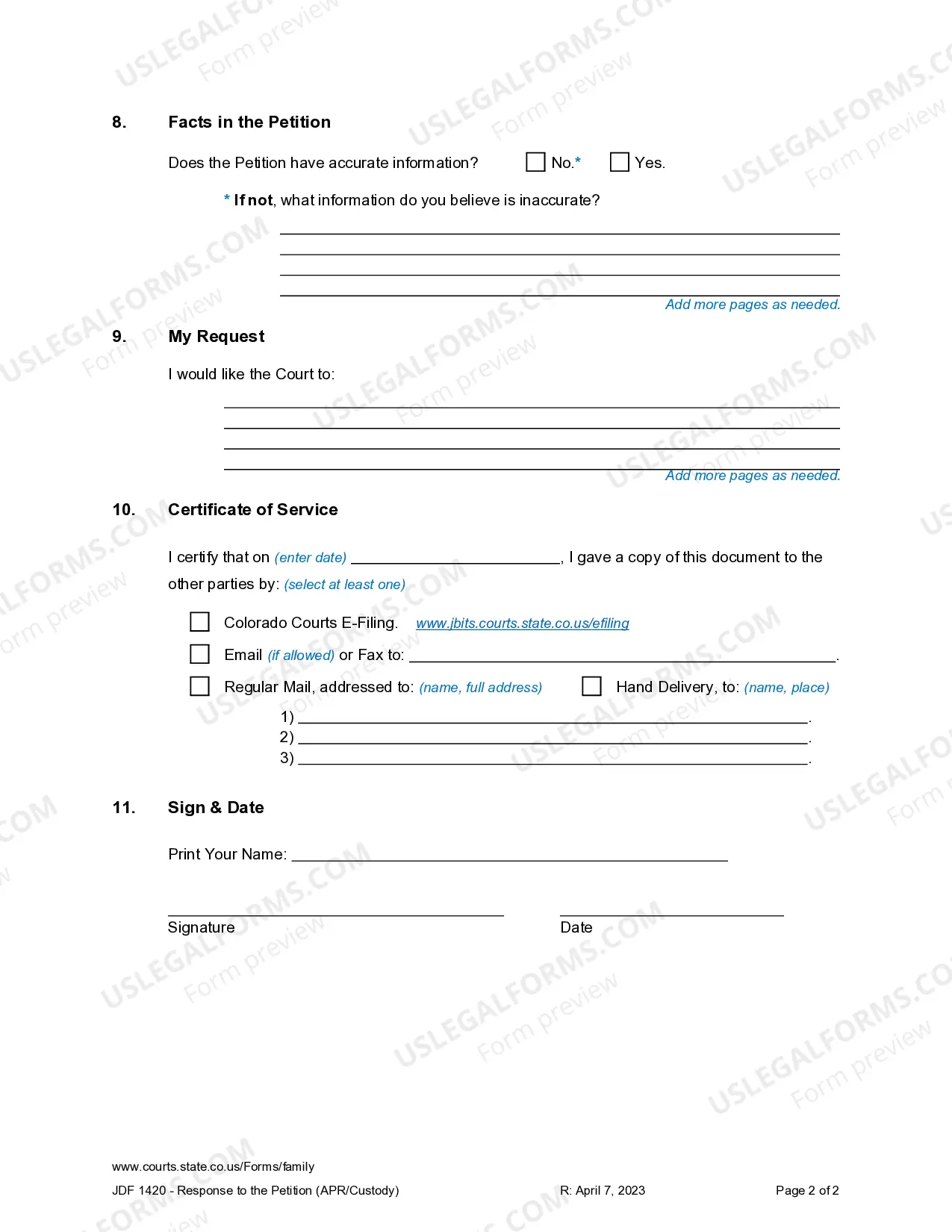 Preview Response to Petition for Allocation of Parental Responsibilities