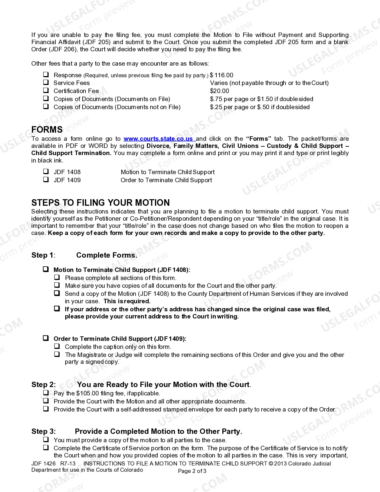 Preview Instructions to File a Motion to Terminate Child Support