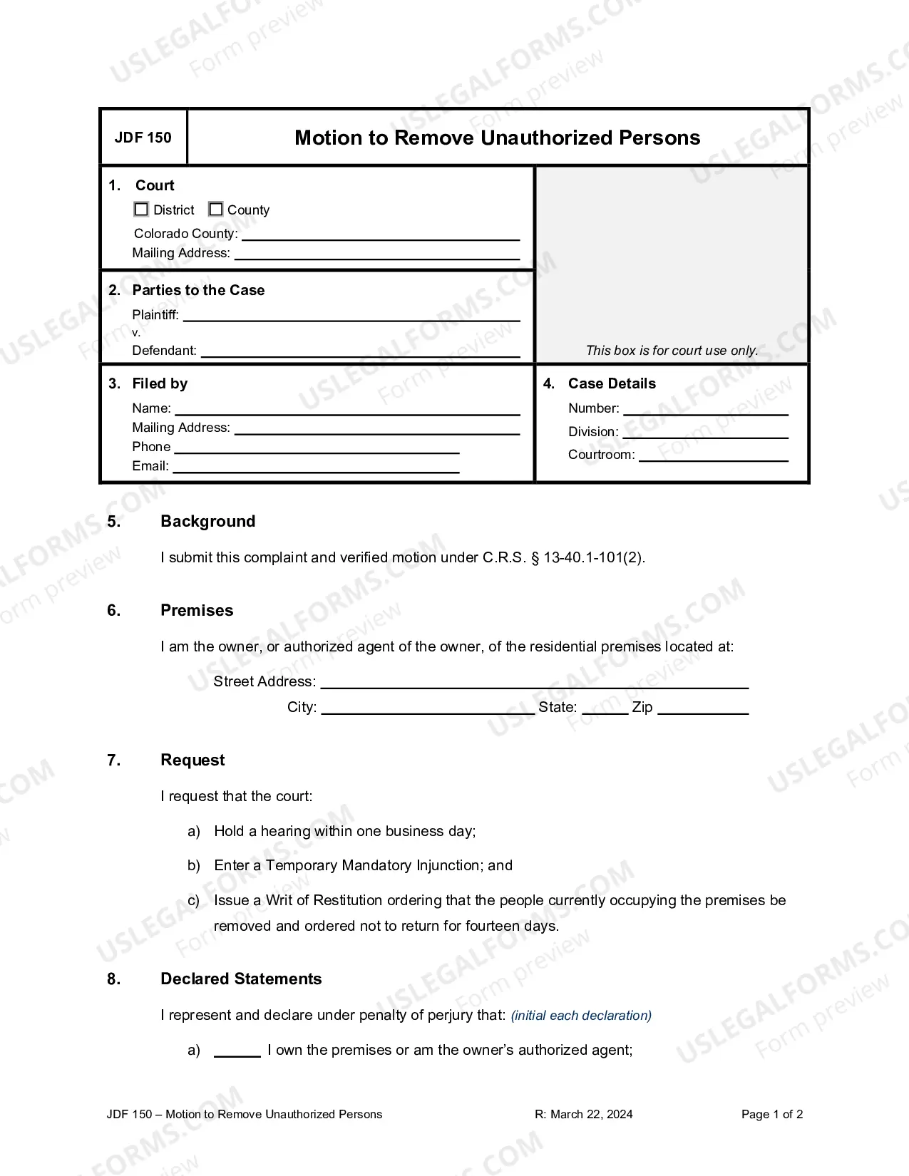 Preview Motion to Remove Unauthorized Persons