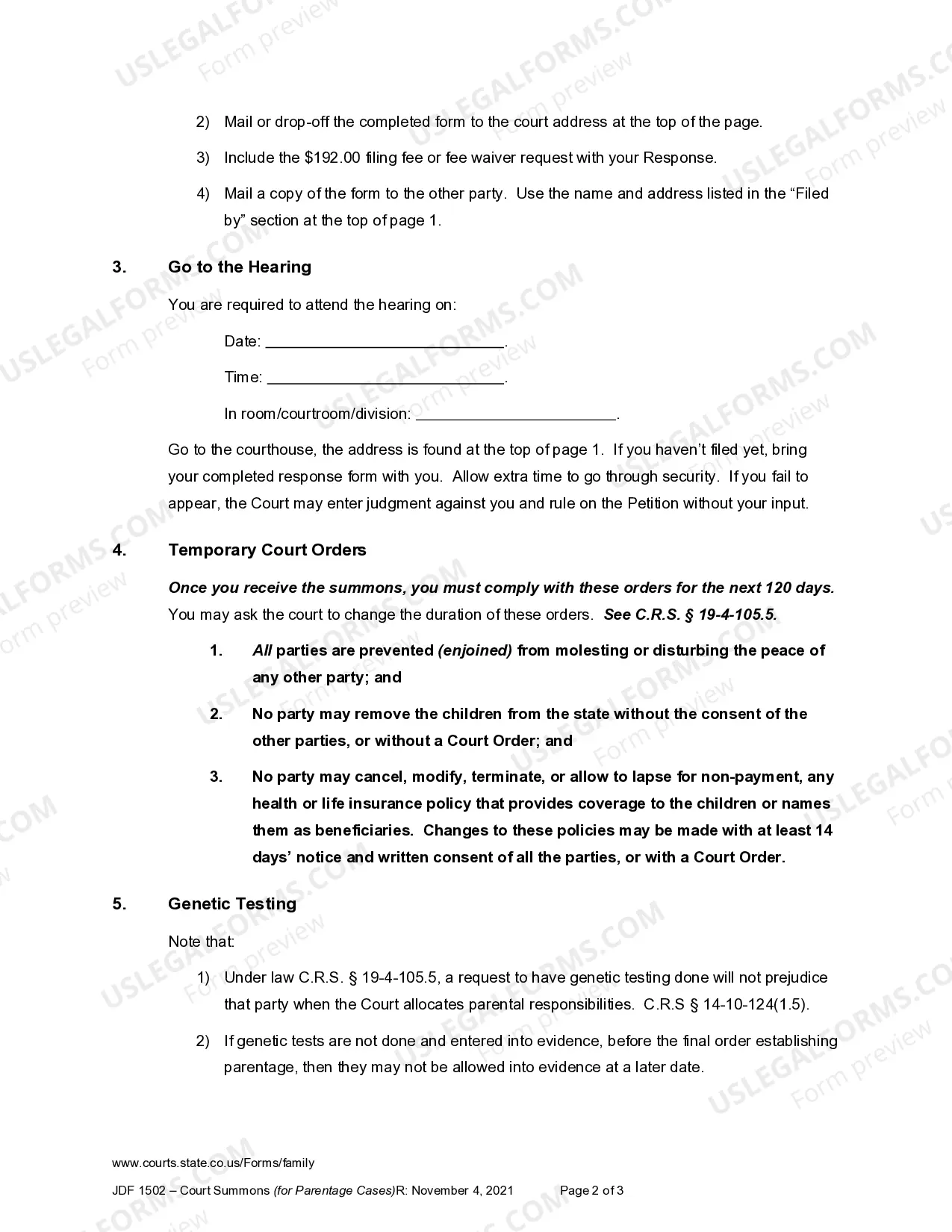 Preview Summons in Paternity