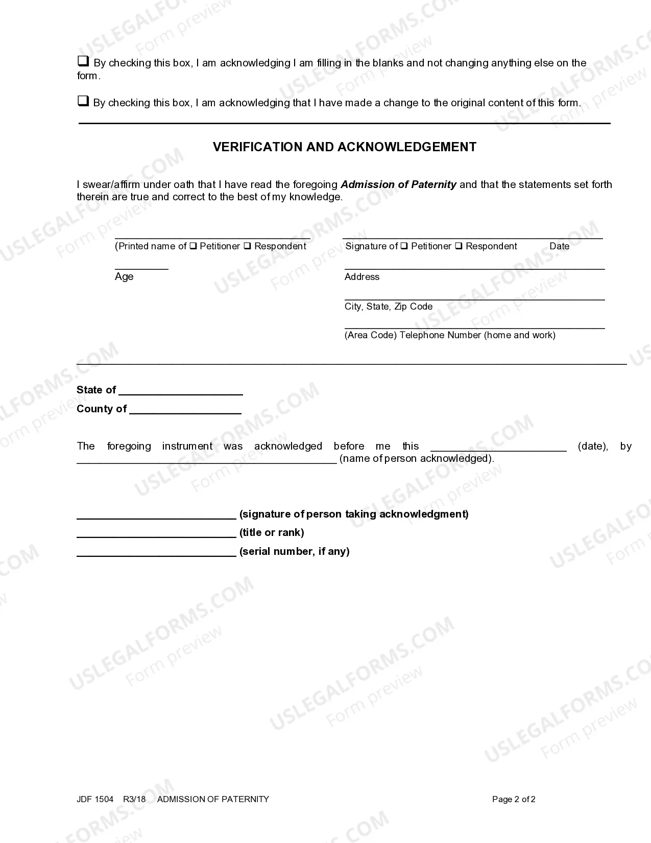 Preview Admission of Paternity