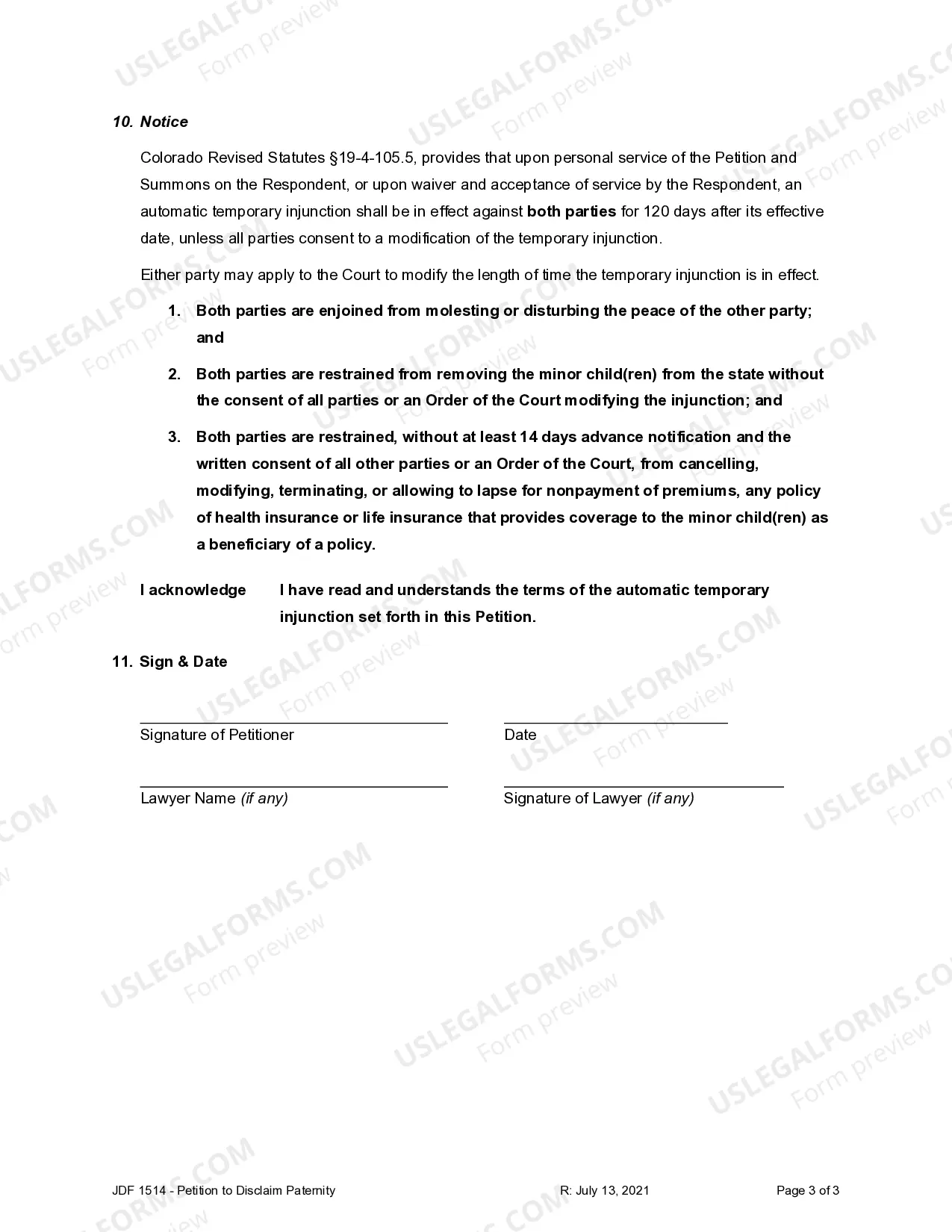 Preview Petition to Disclaim Paternity