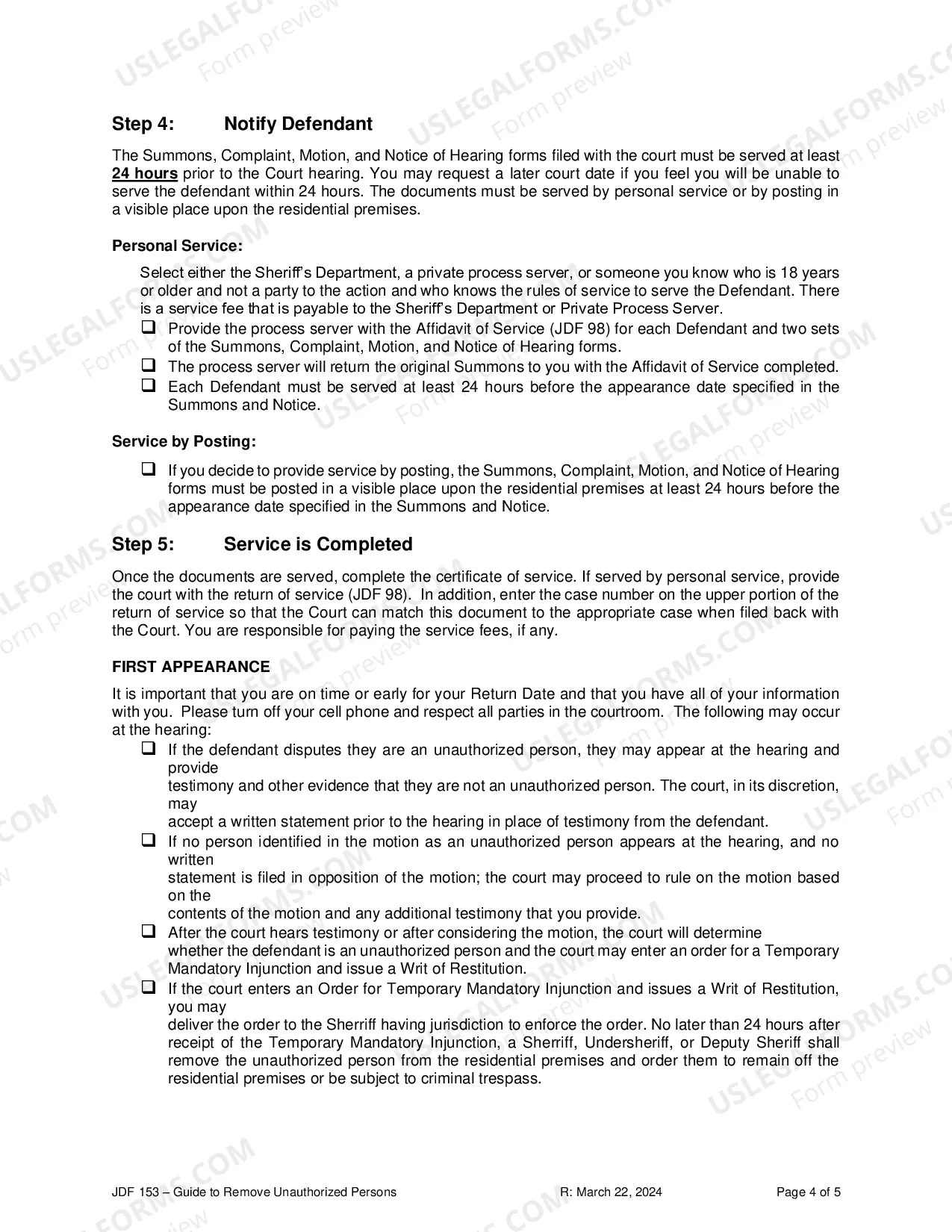 Preview Guide to Remove of Unauthorized Persons