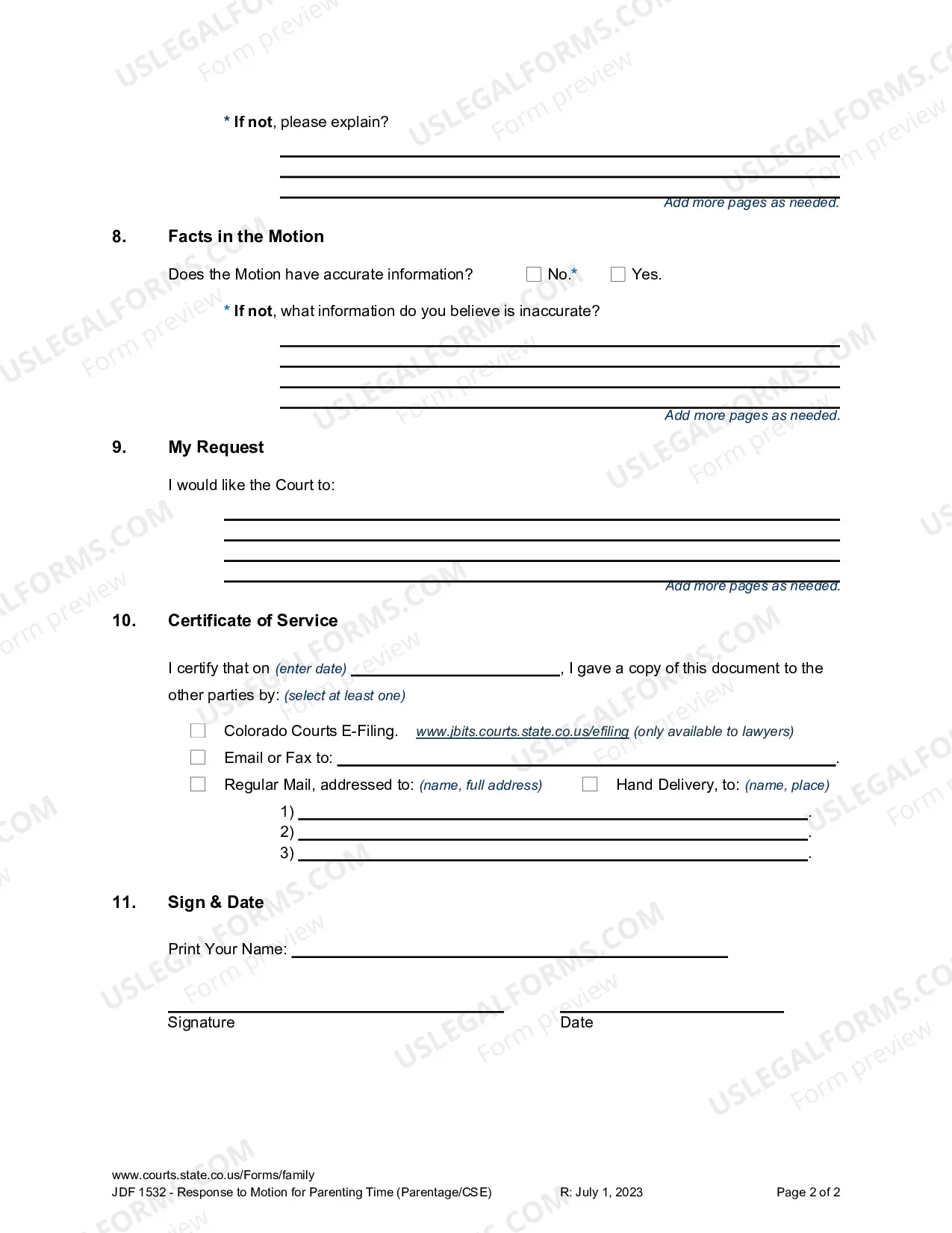 Preview Response to Motion for Parenting Time