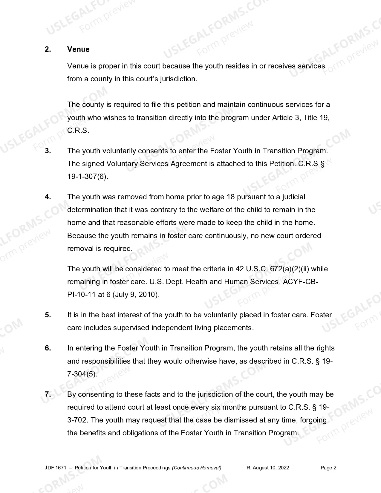 Preview Petition for Youth in Transition - Continuous