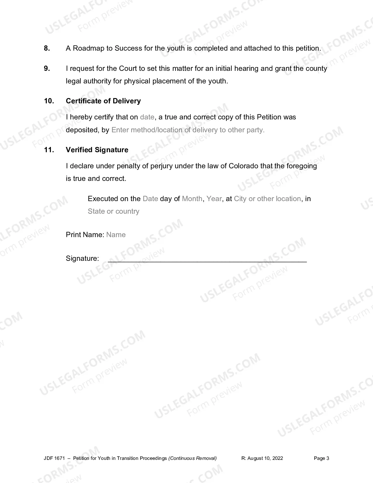 Preview Petition for Youth in Transition - Continuous