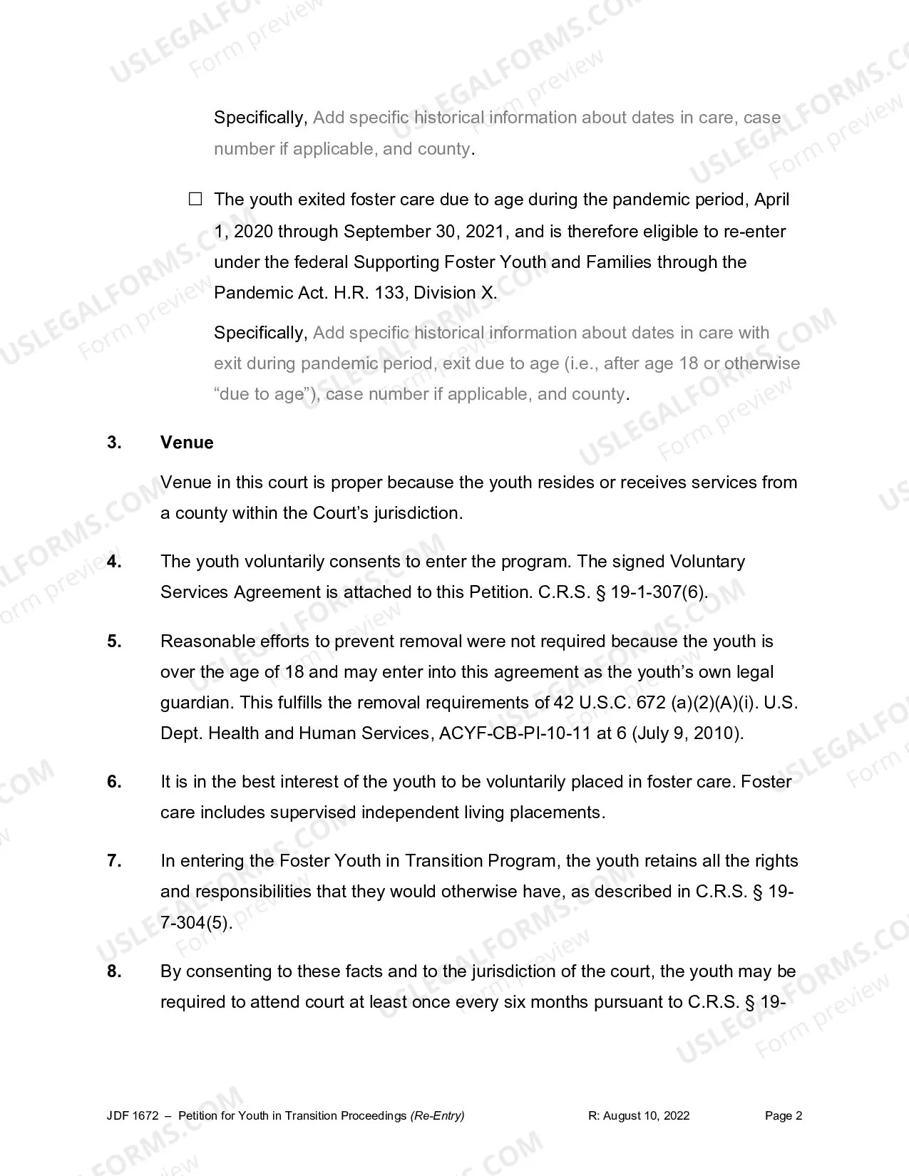Preview Petition for Youth in Transition - Re-Entry