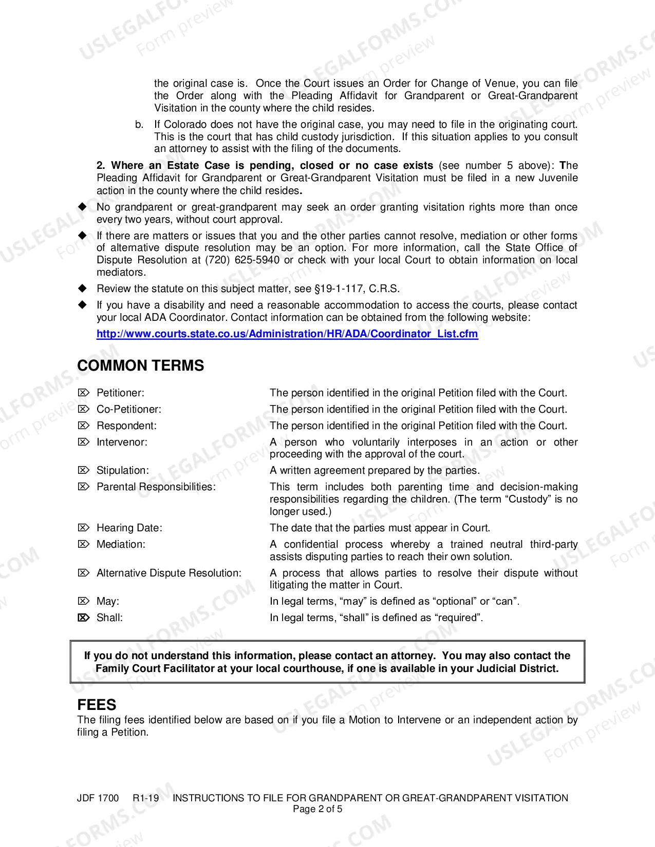Preview Instructions to File for Grandparent or Great-Grandparent Visitation